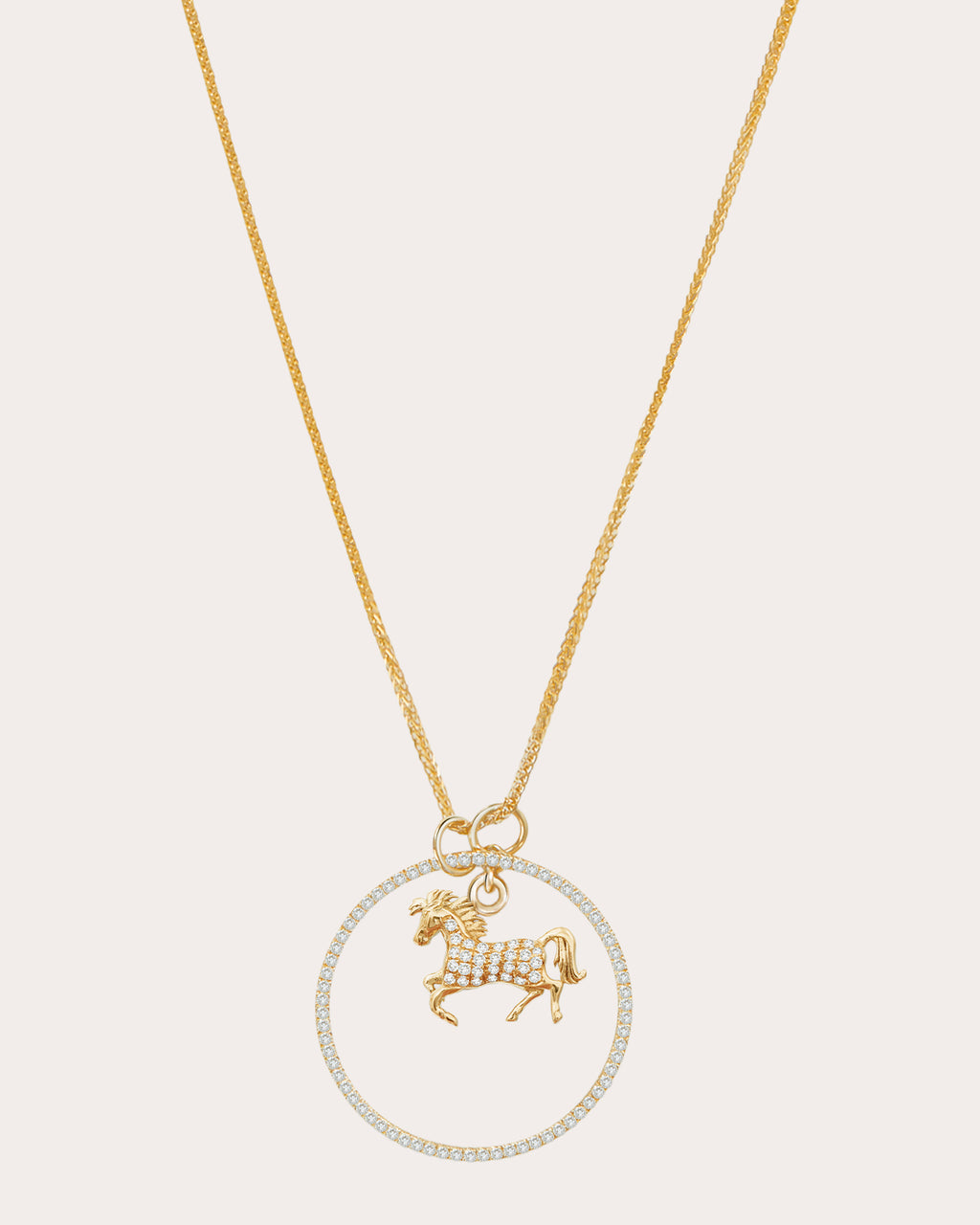 Diamond Zodiac Horse Pendant Necklace