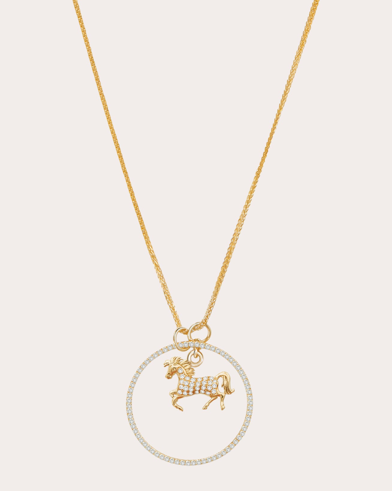 Diamond Zodiac Horse Pendant Necklace