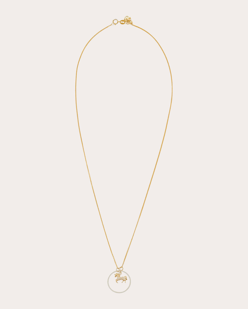 Diamond Zodiac Horse Pendant Necklace