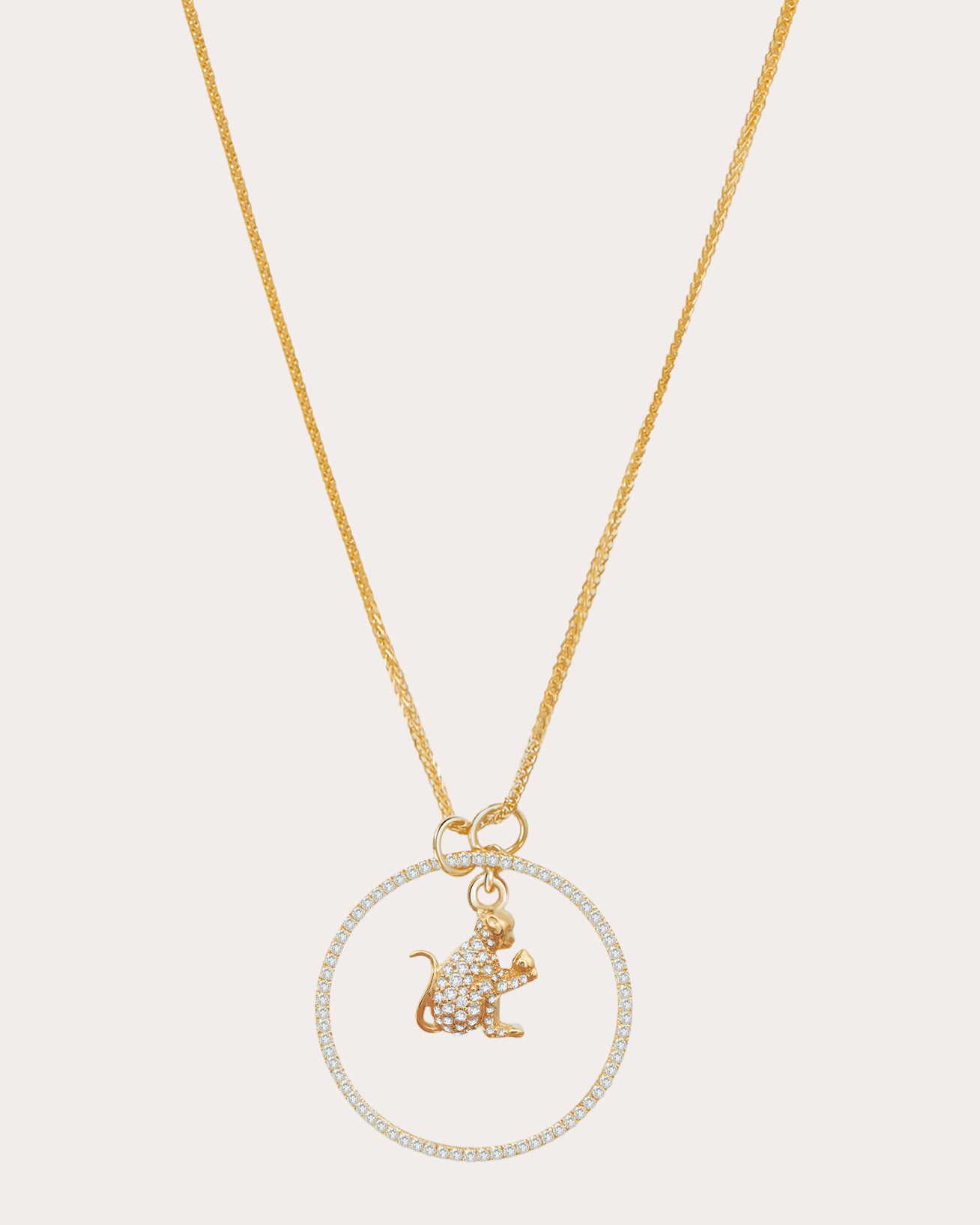 Diamond Zodiac Monkey Pendant Necklace