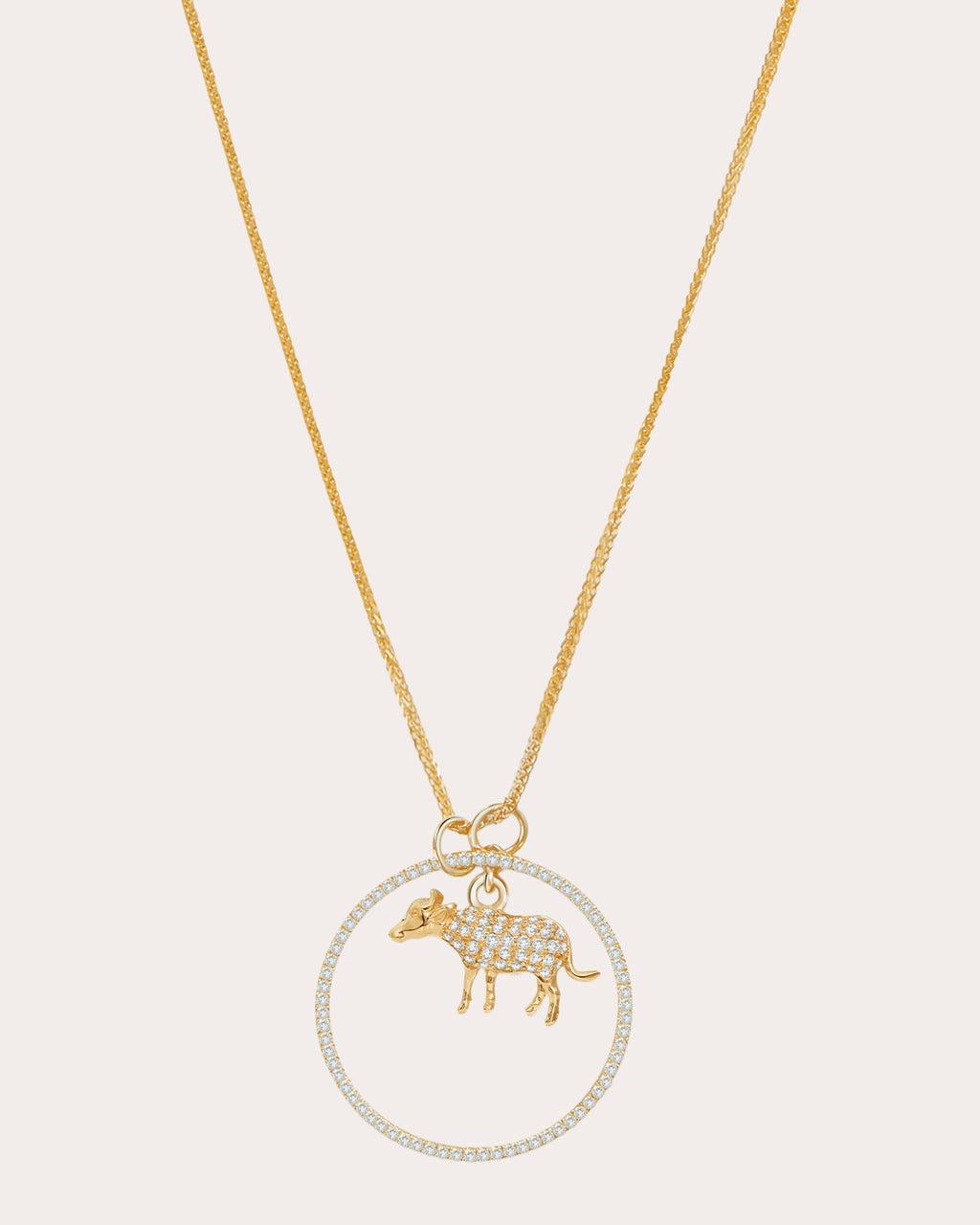 Diamond Zodiac Ox Pendant Necklace