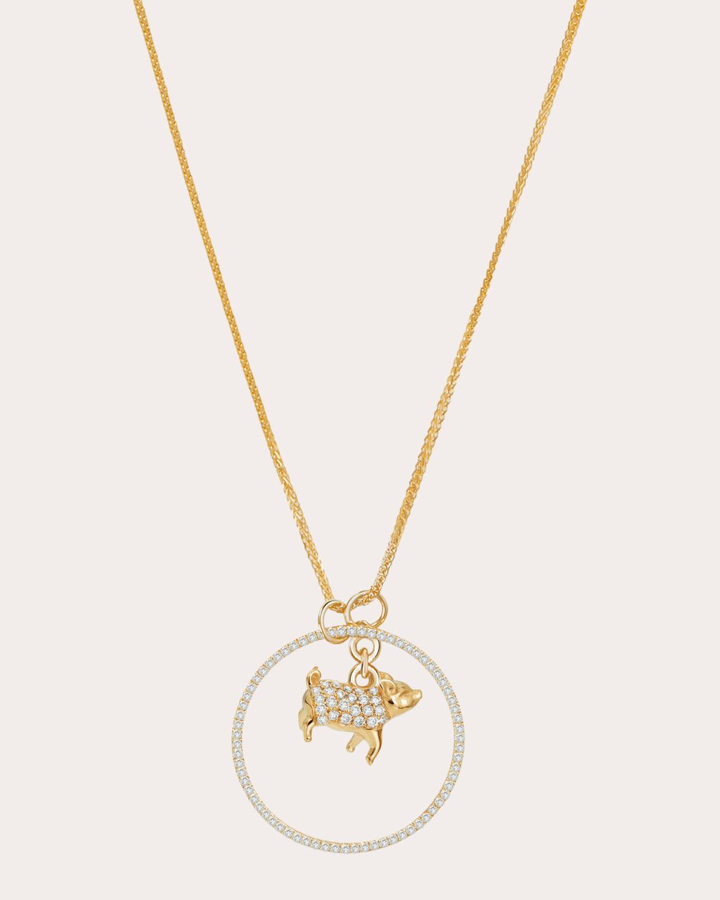 Diamond Zodiac Pig Pendant Necklace