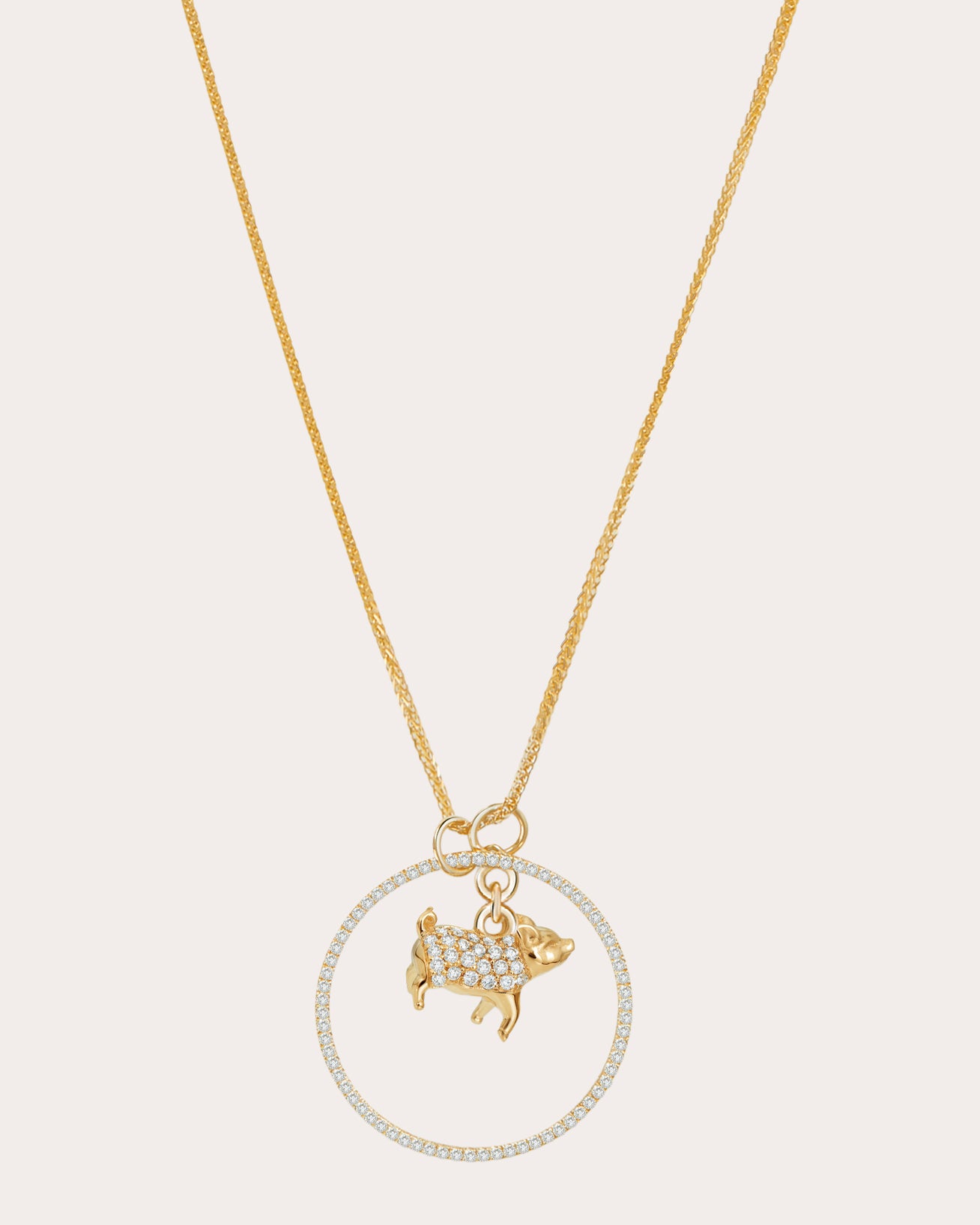 Diamond Zodiac Pig Pendant Necklace