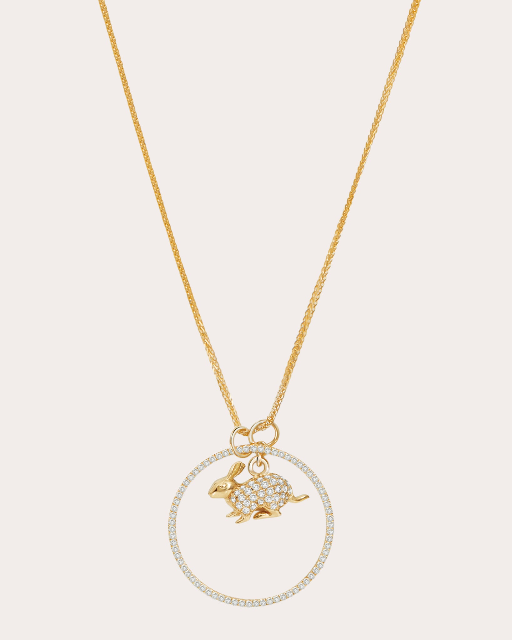 Diamond Zodiac Rabbit Pendant Necklace