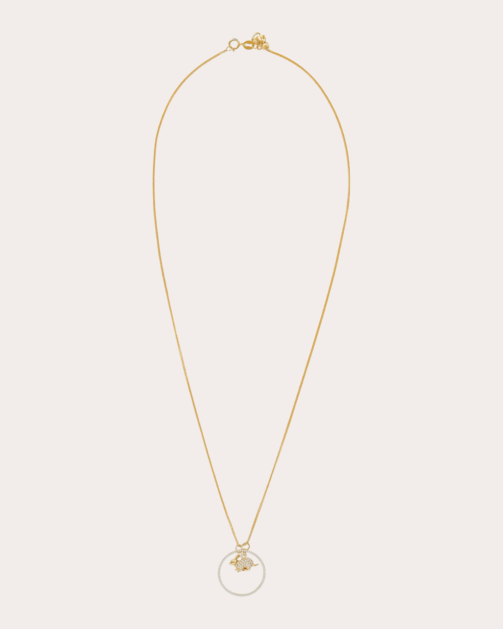 Diamond Zodiac Rabbit Pendant Necklace