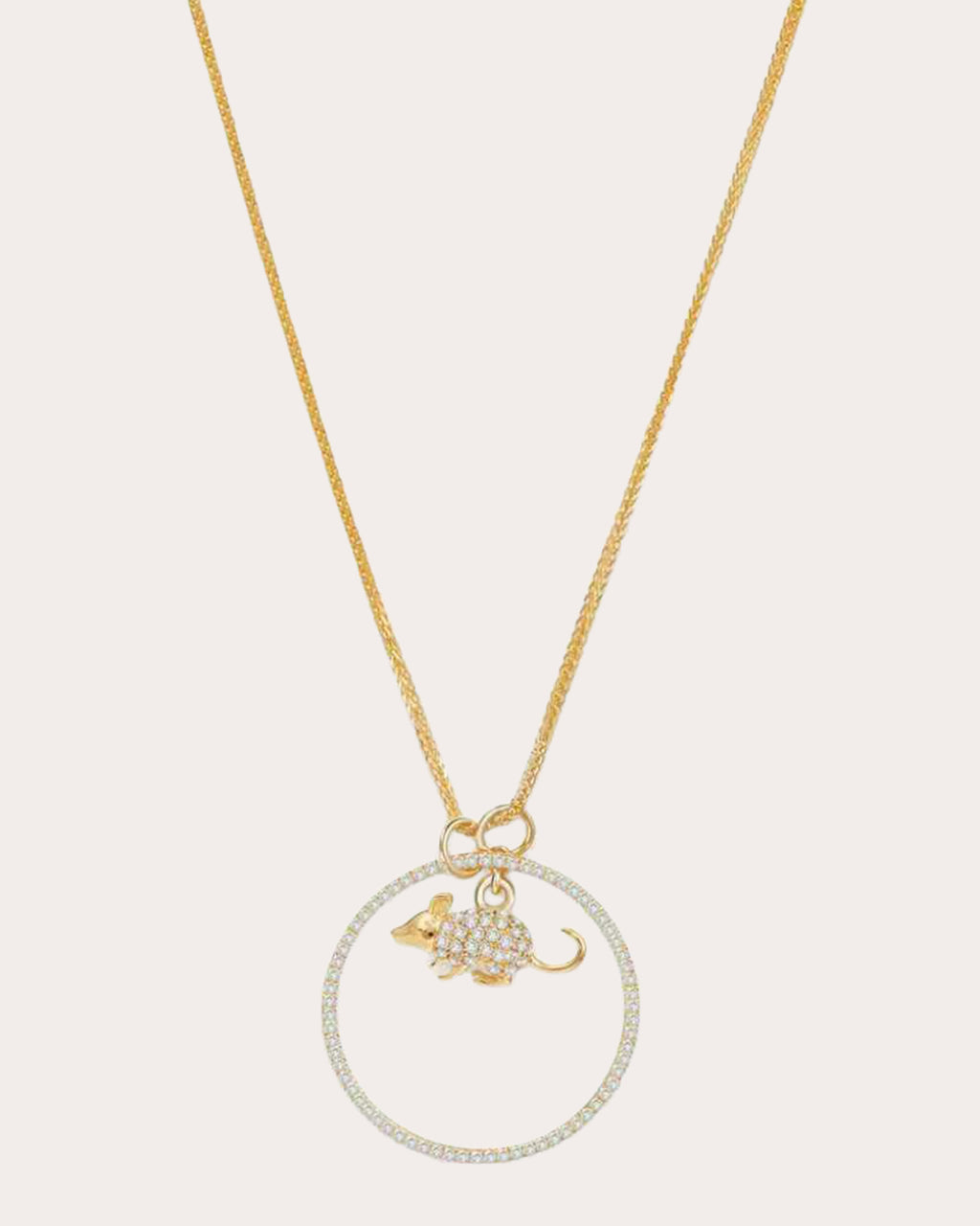 Diamond Zodiac Rat Pendant Necklace