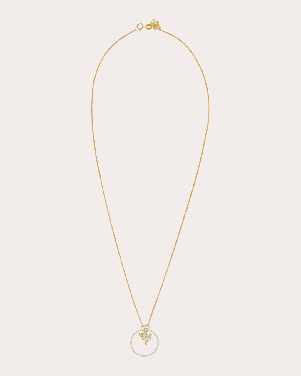 Diamond Zodiac Rooster Pendant Necklace