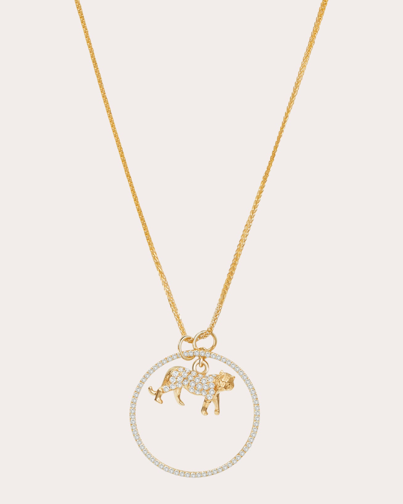 Diamond Zodiac Tiger Pendant Necklace