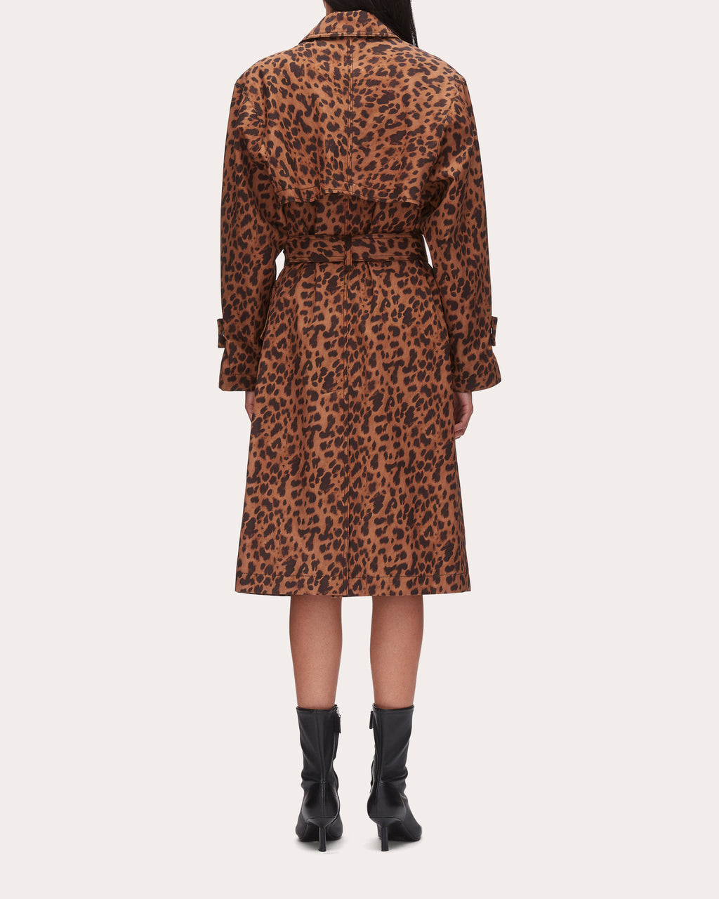 Leopard Twill Belted Trench Coat