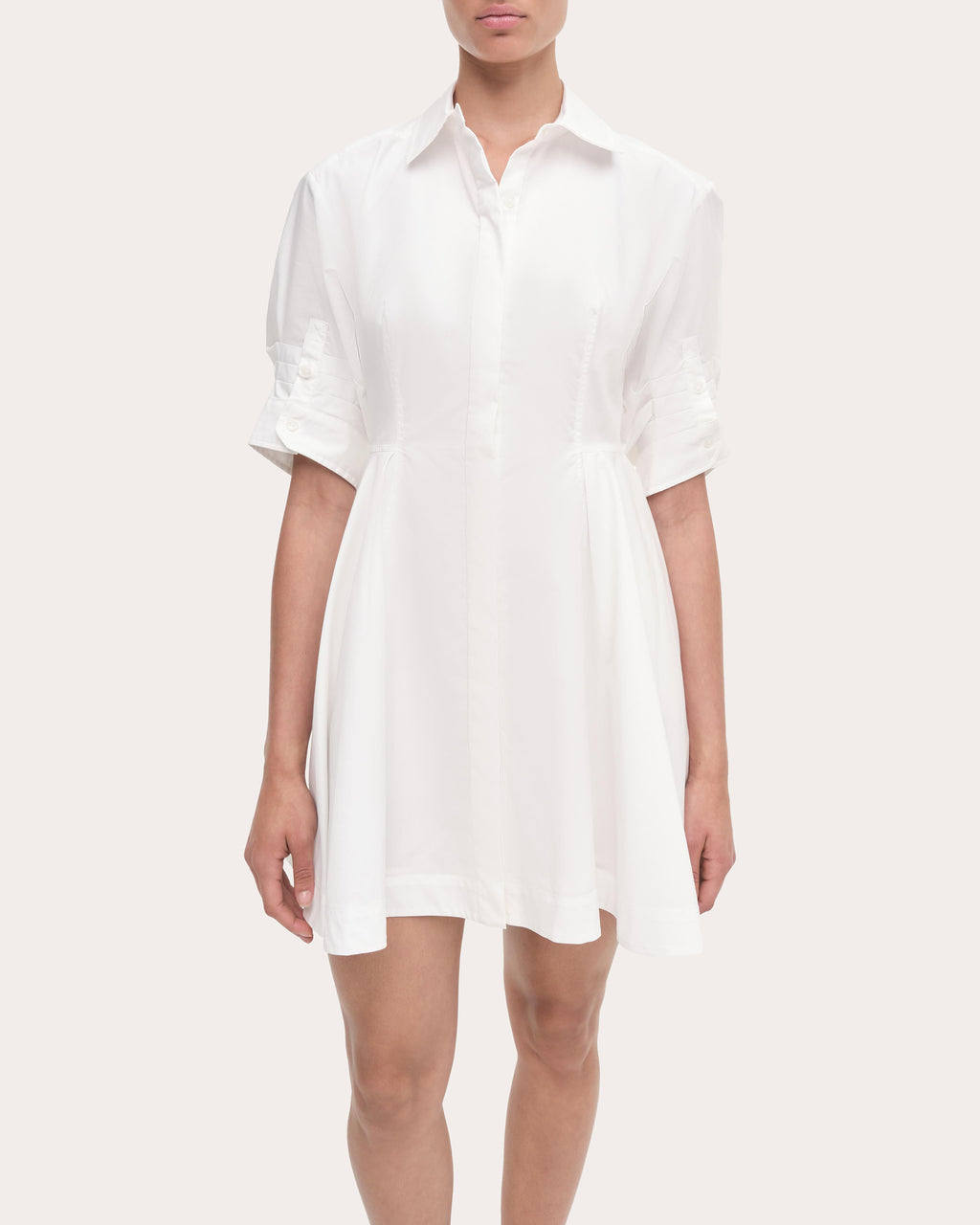 Jazzie Pleated Poplin Mini Shirt Dress