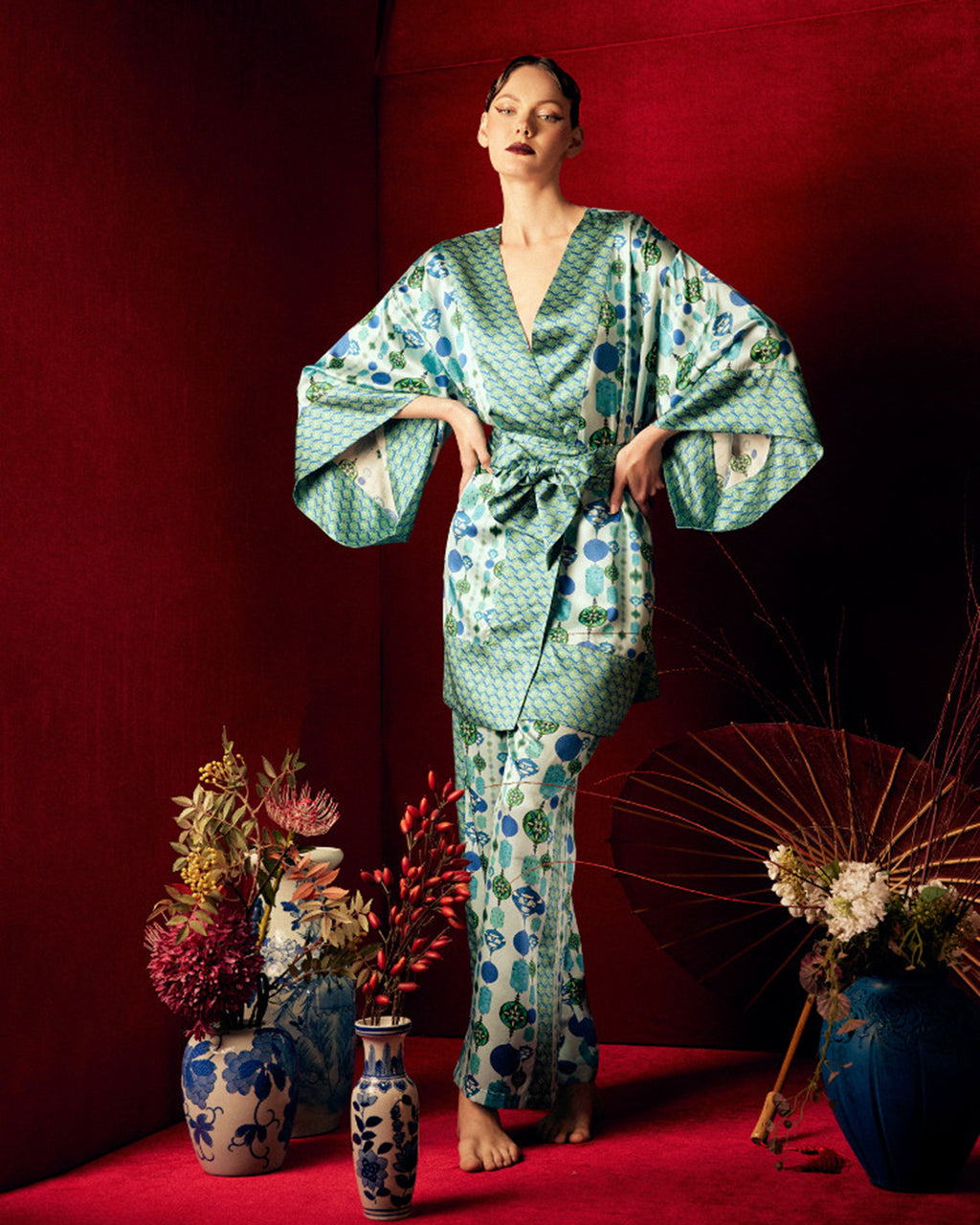 Osaka Chochin Silk Kimono