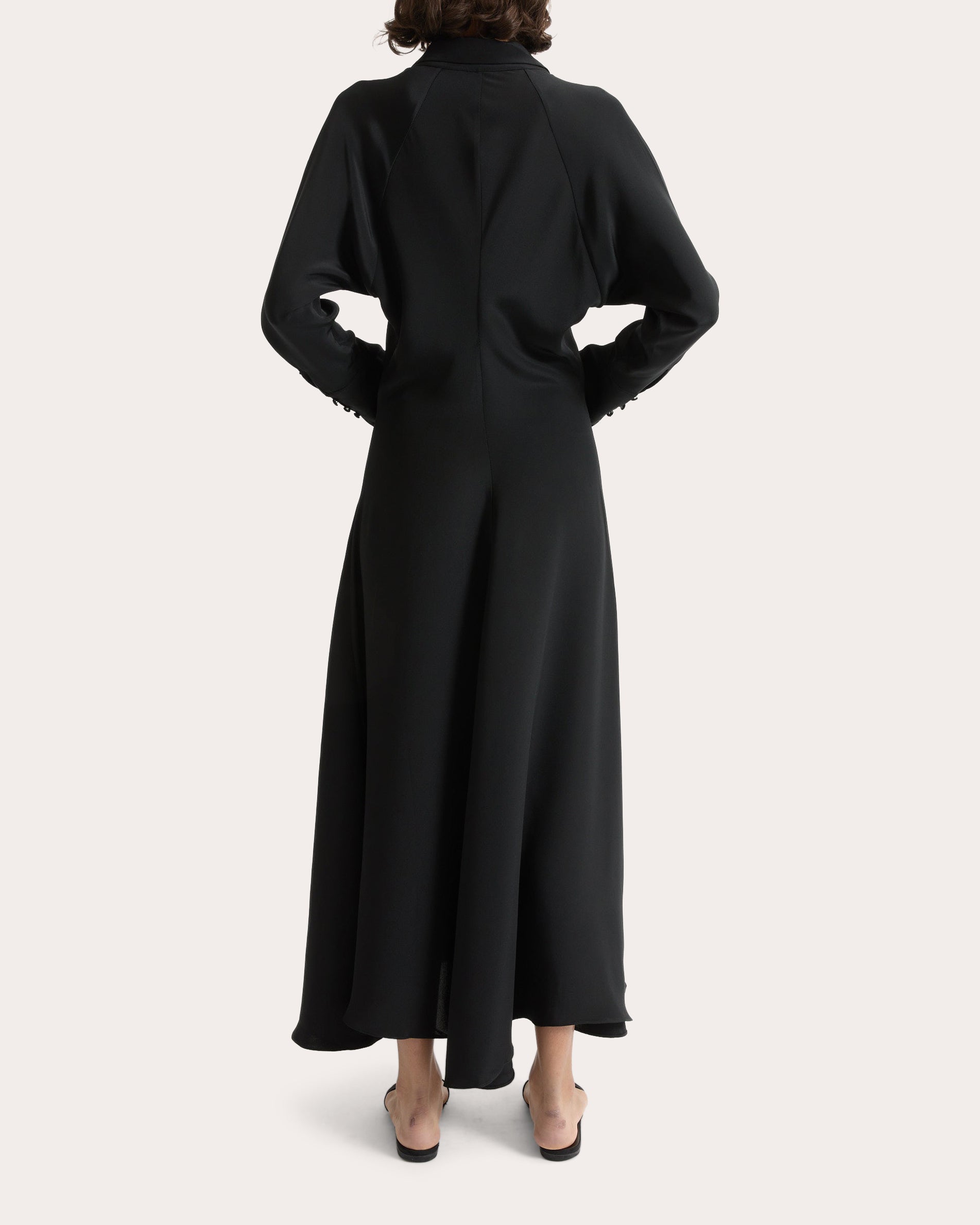Lea Silk Crepe Collared A-Line Dress