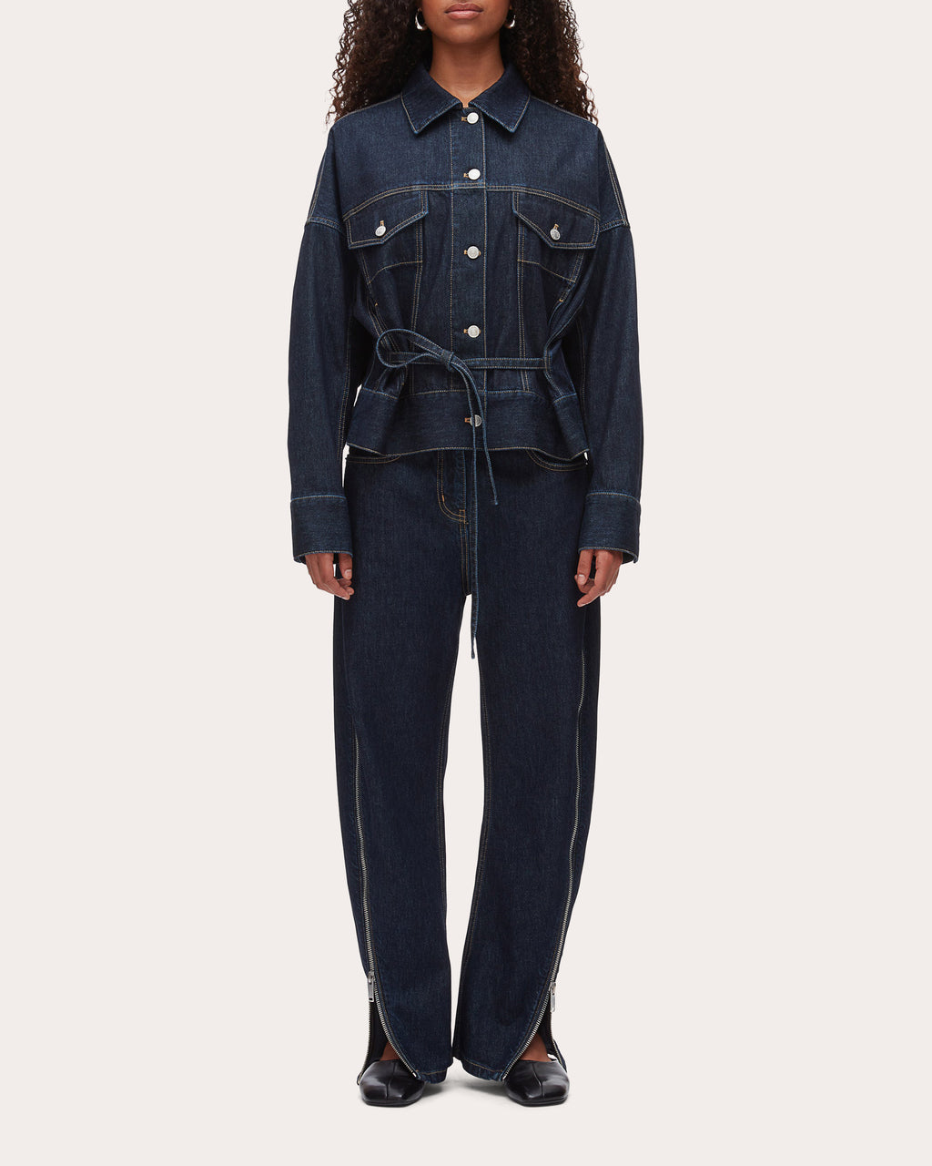 Boxy Belted Denim Jacket