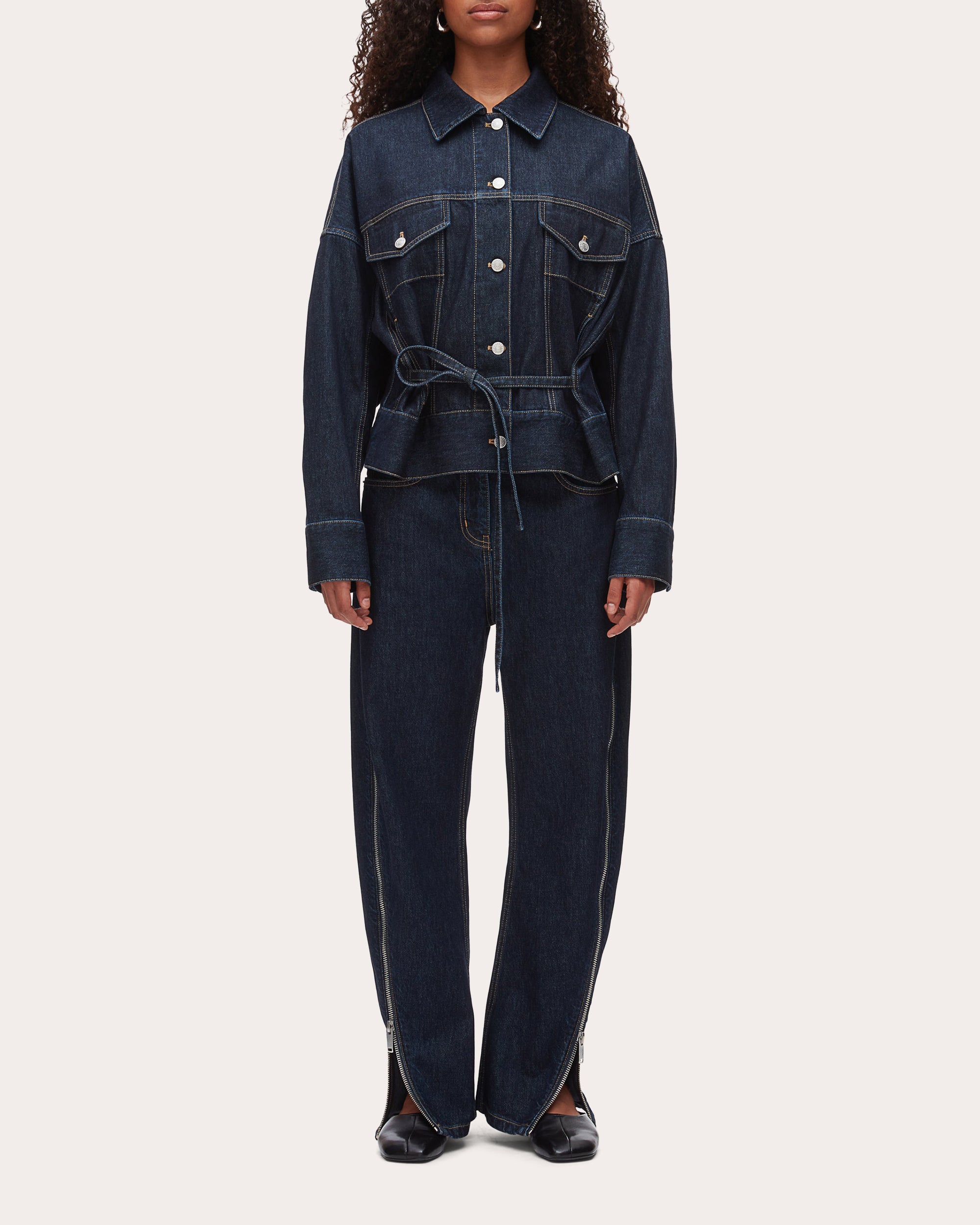 Boxy Belted Denim Jacket