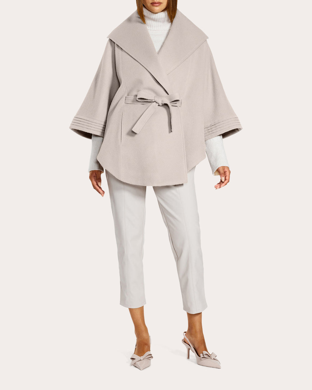 Baby Alpaca Belted Shawl Collar Cape