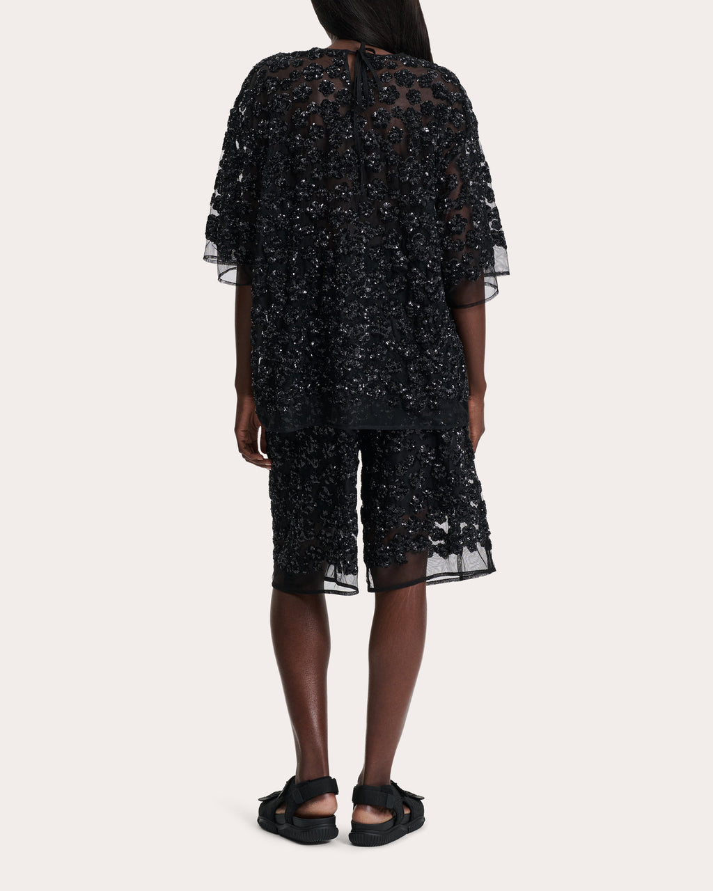 Asra Oversized Floral Sequin-Embellished Top