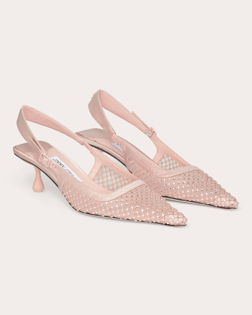 Amel 50 Satin-Trimmed Crystal Mesh Slingback Pump