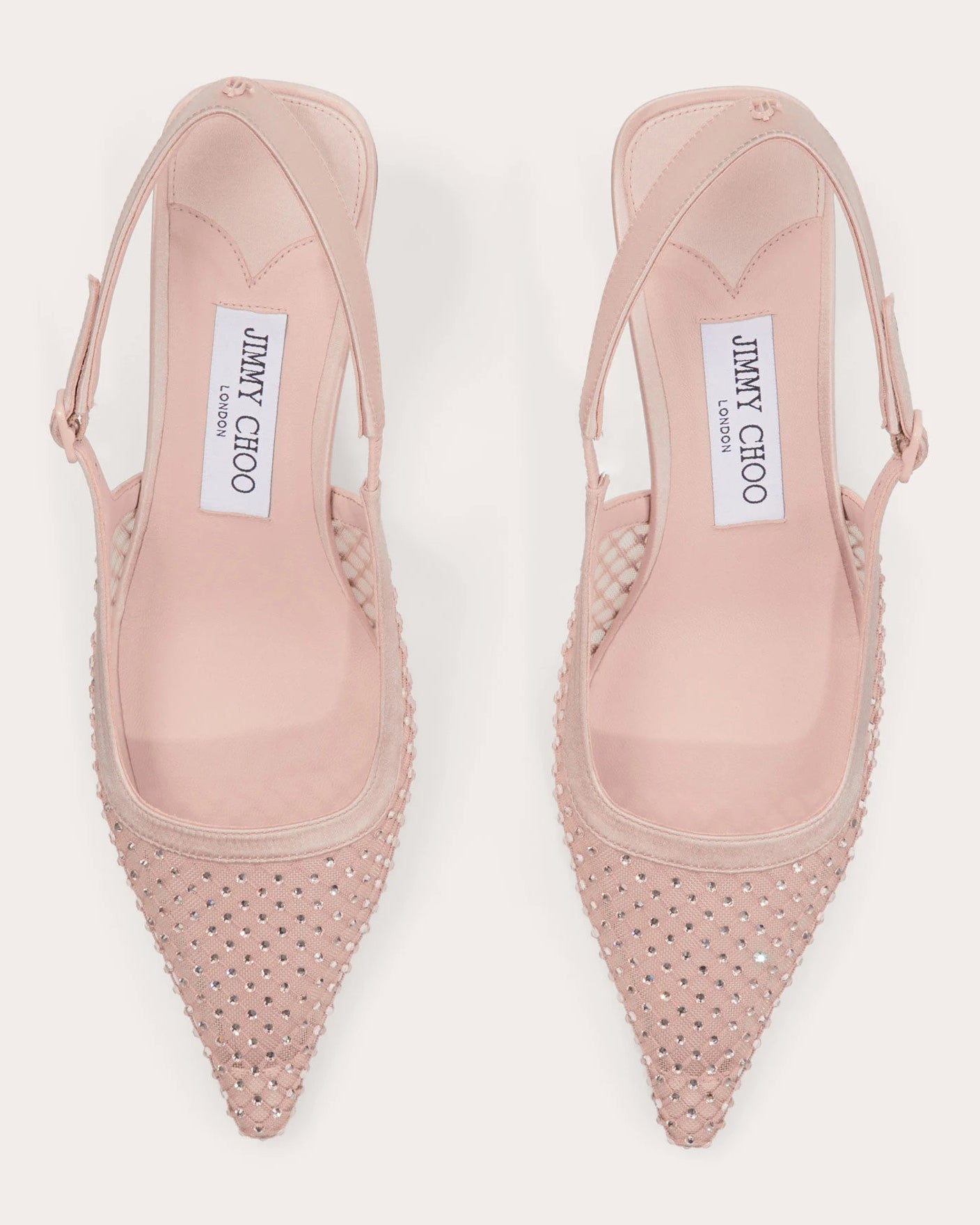 Amel 50 Satin-Trimmed Crystal Mesh Slingback Pump