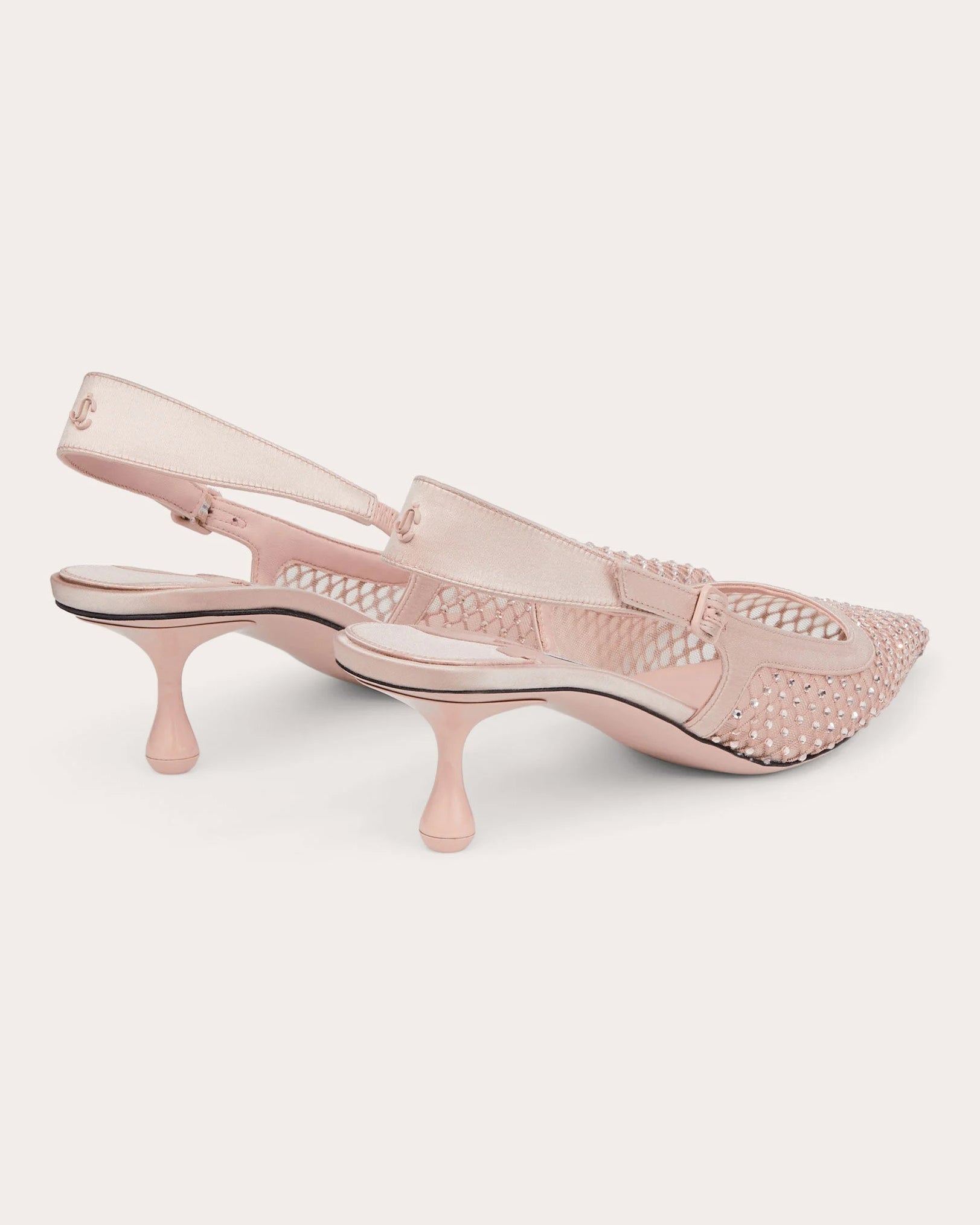 Amel 50 Satin-Trimmed Crystal Mesh Slingback Pump