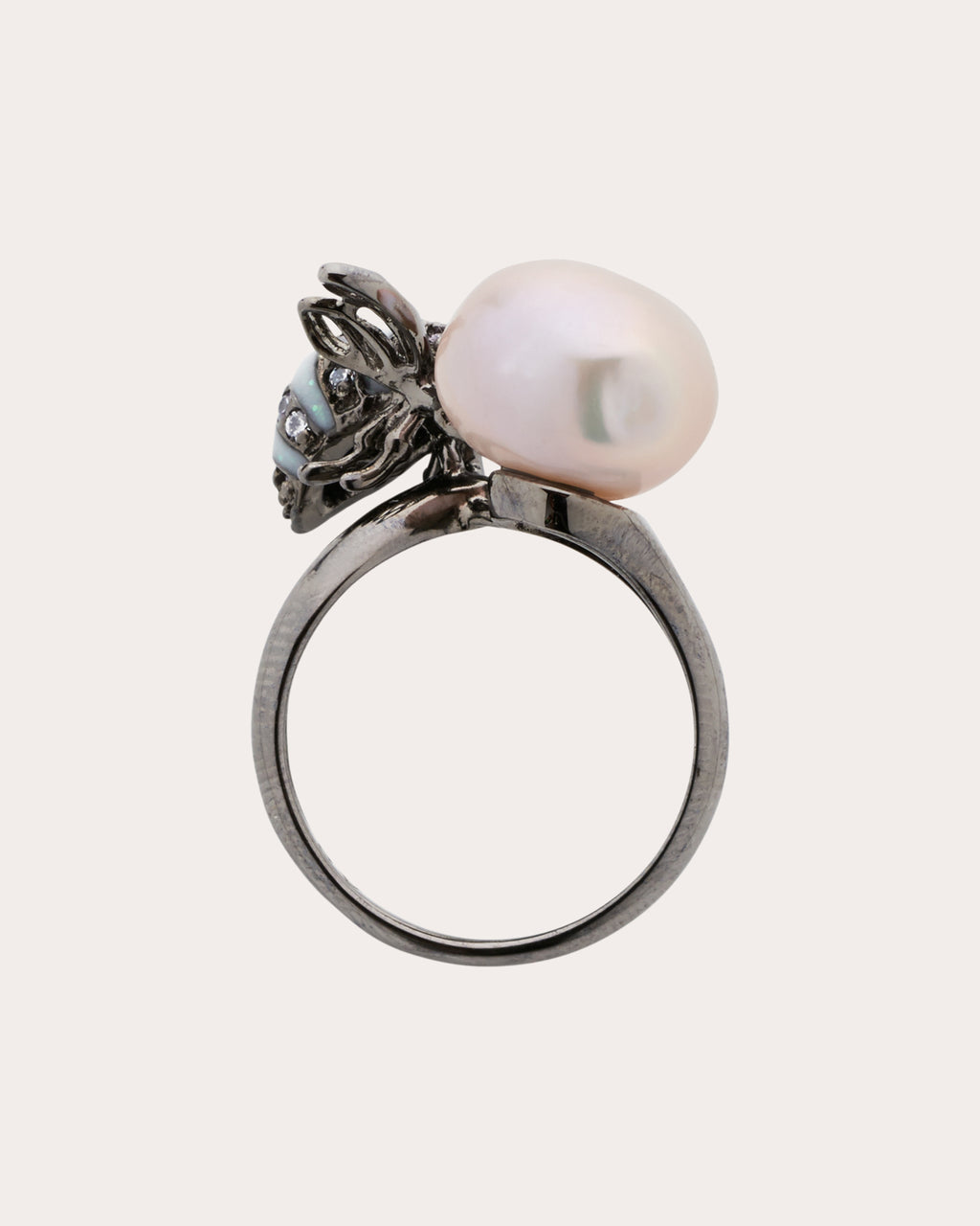 Freshwater Pearl & Diamond Bumblebee Ring