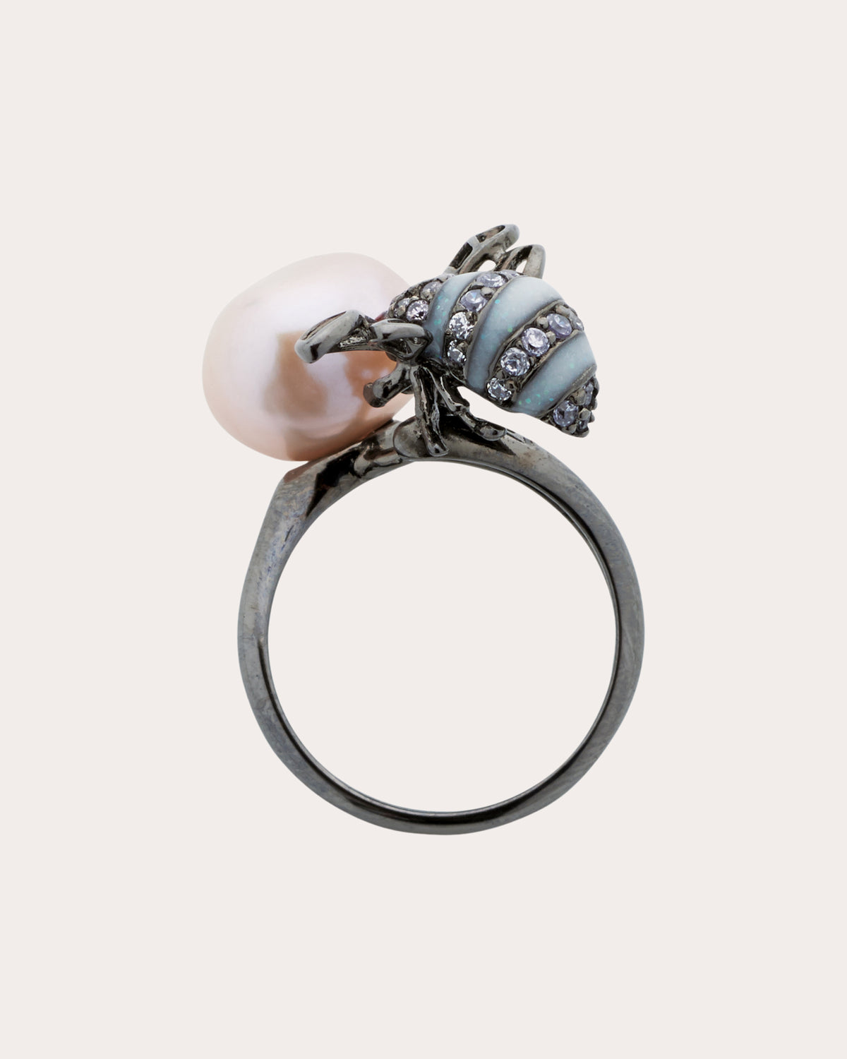 Freshwater Pearl & Diamond Bumblebee Ring