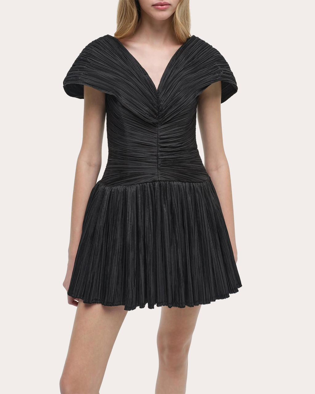 Avarie Plissé Taffeta Mini Dress