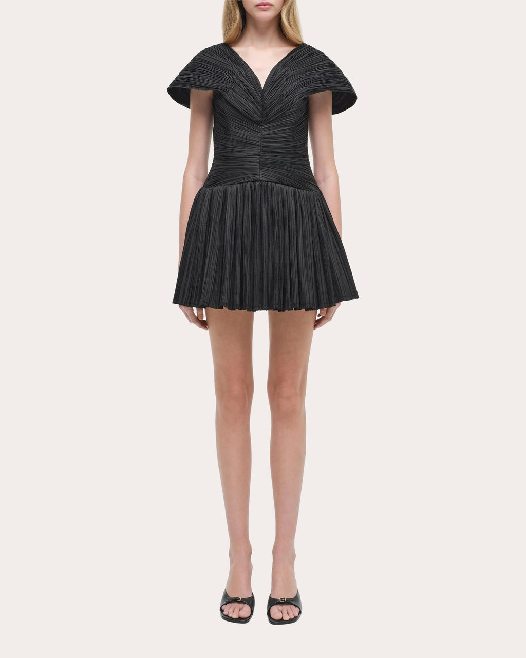 Avarie Plissé Taffeta Mini Dress