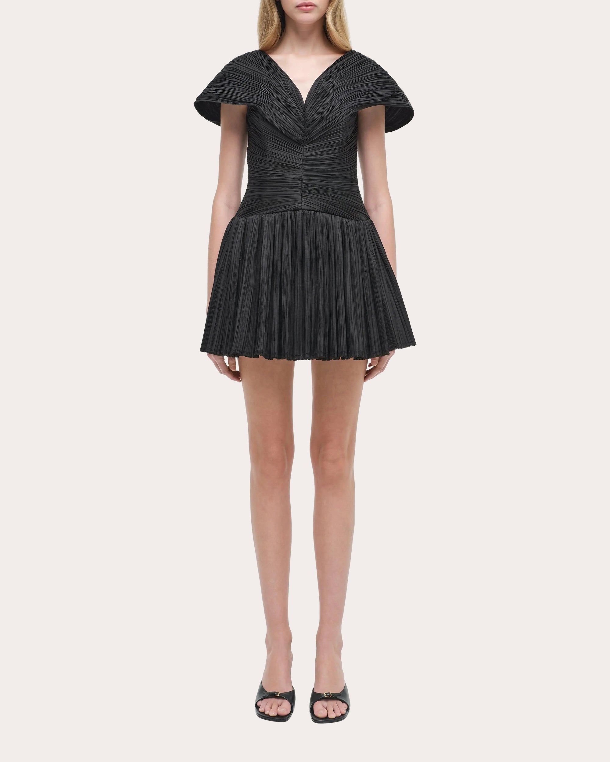 Avarie Plissé Taffeta Mini Dress
