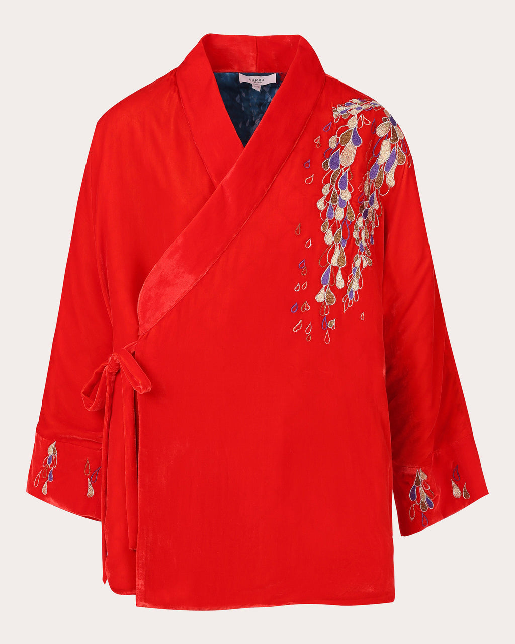 Hanten Embroidered Velvet Wrap Jacket