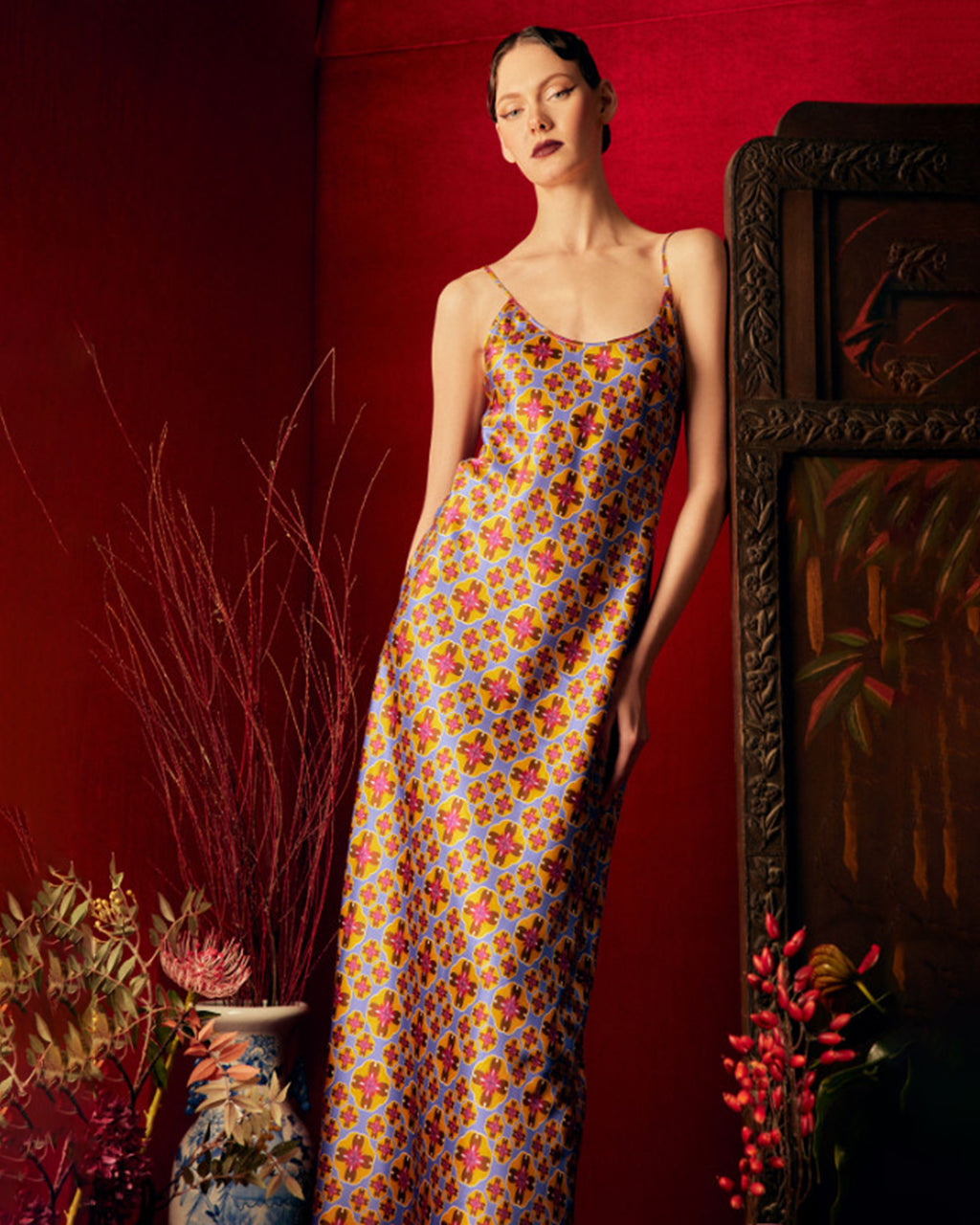Edo Tairu Silk Maxi Slip Dress