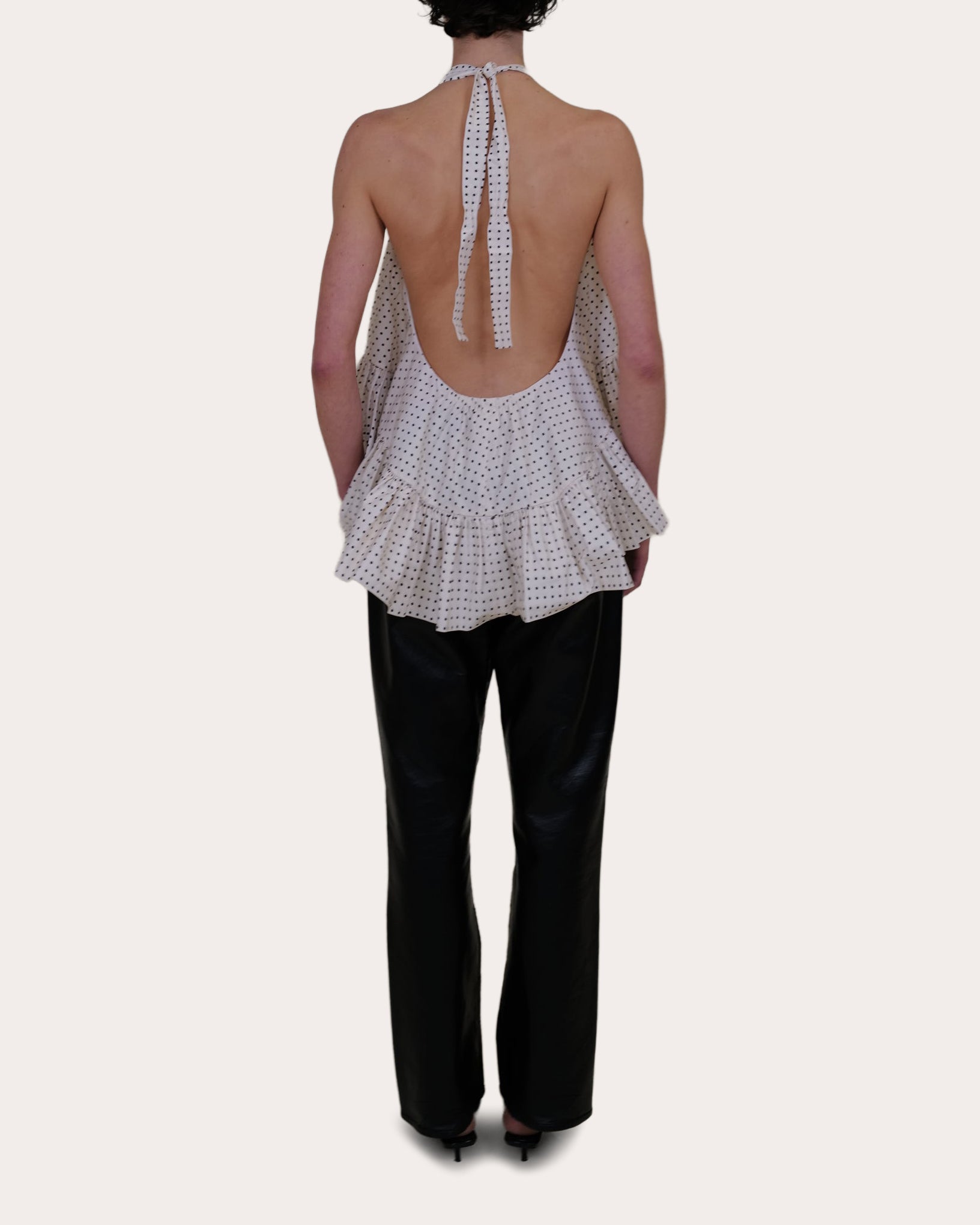 Winston Polka Dot Poplin High-Low Halter Top