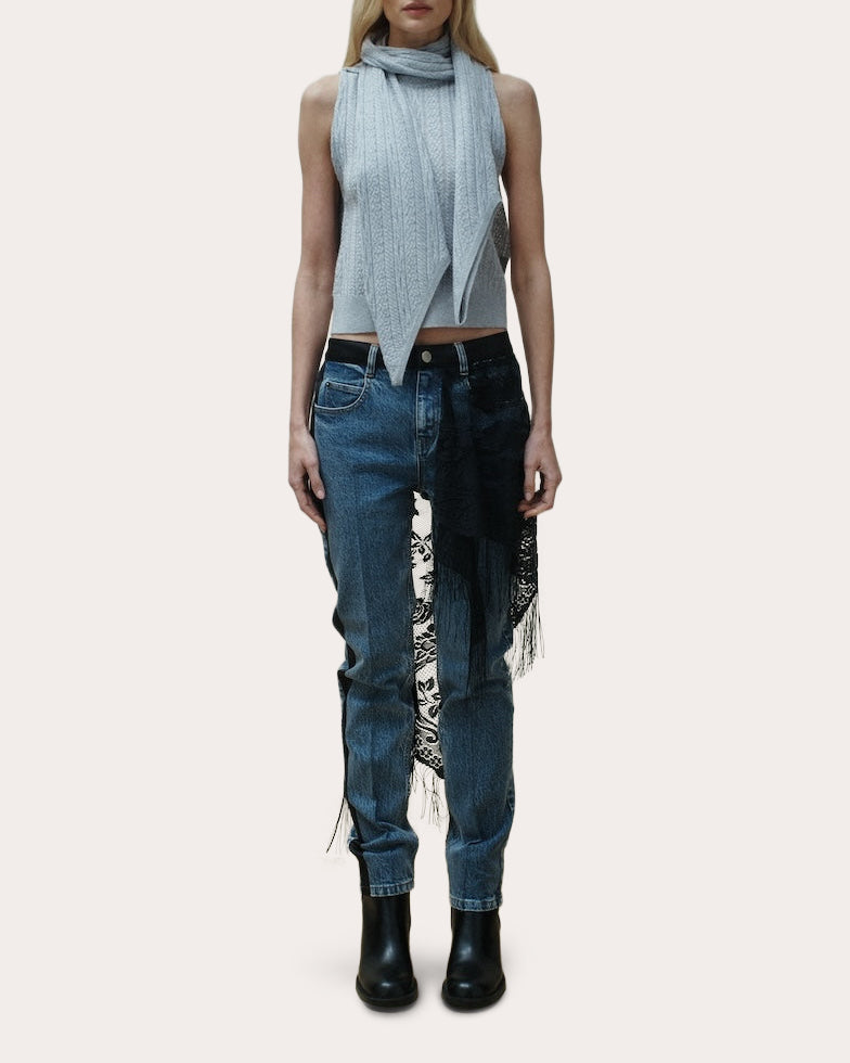 Dakota Cable Knit Cape Scarf Sweater