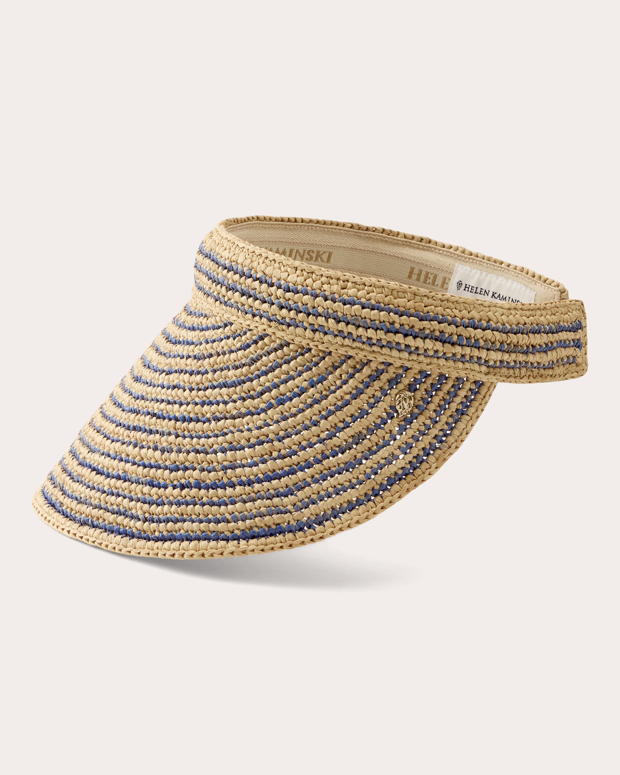 Sunlee Stripe Crocheted Raffia Visor