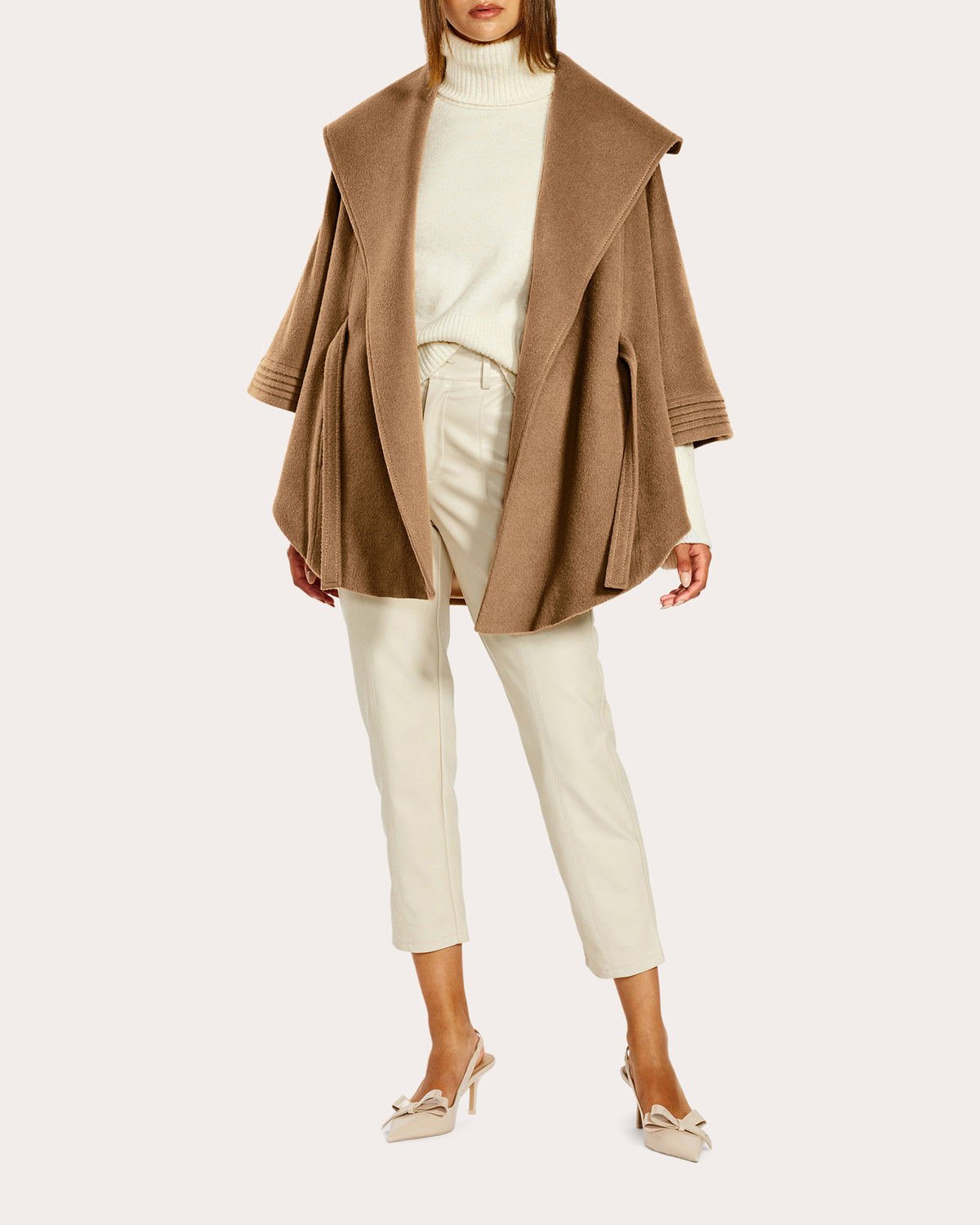 Baby Alpaca Belted Shawl Collar Cape