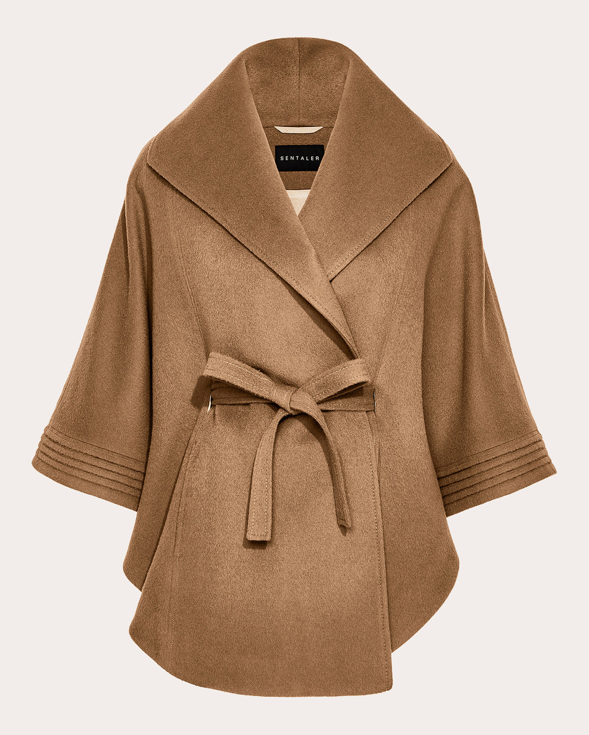 Baby Alpaca Belted Shawl Collar Cape
