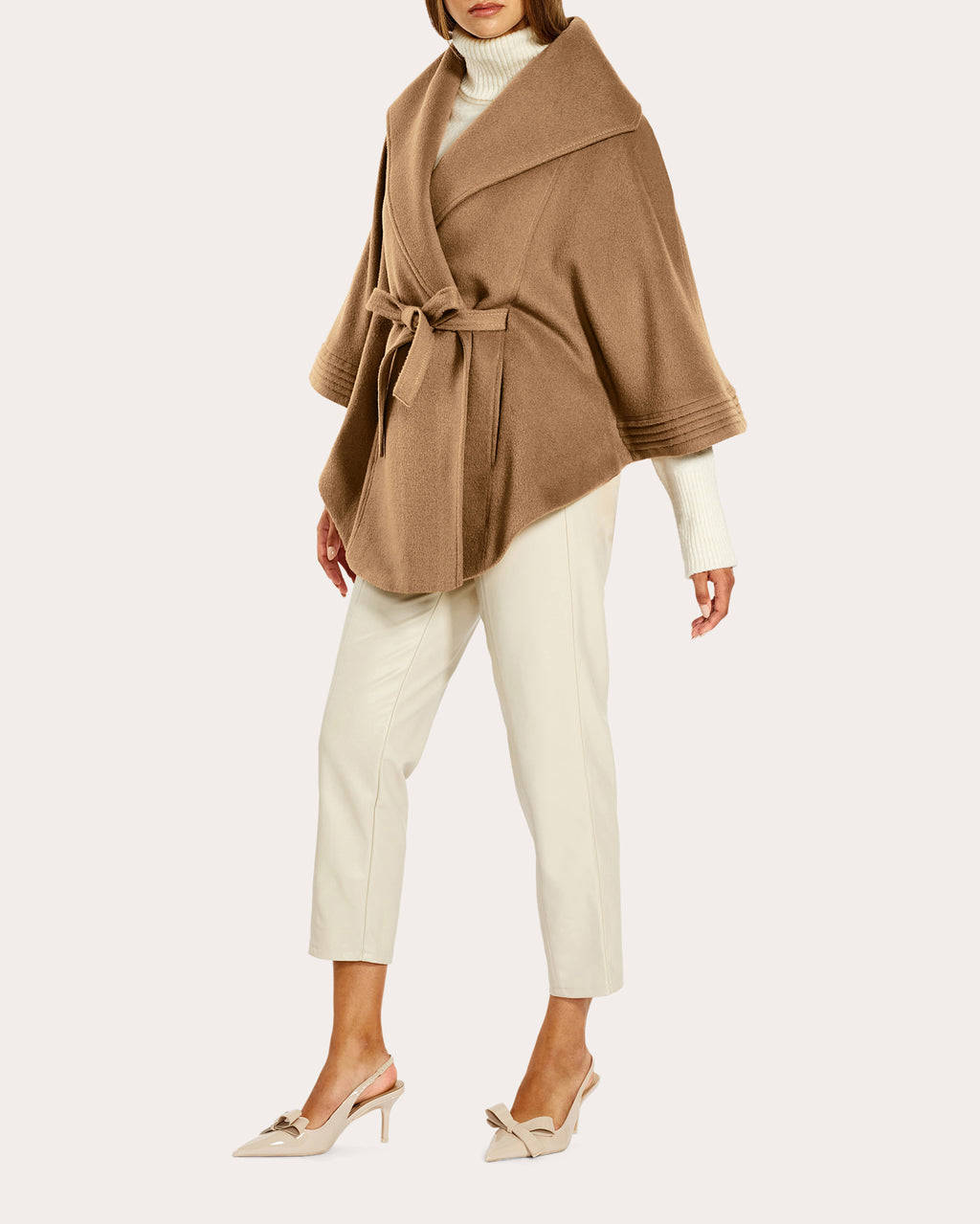 Baby Alpaca Belted Shawl Collar Cape