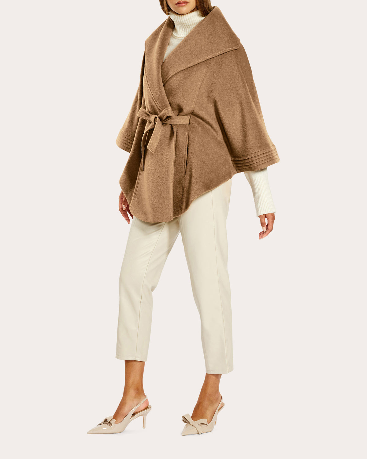 Baby Alpaca Belted Shawl Collar Cape