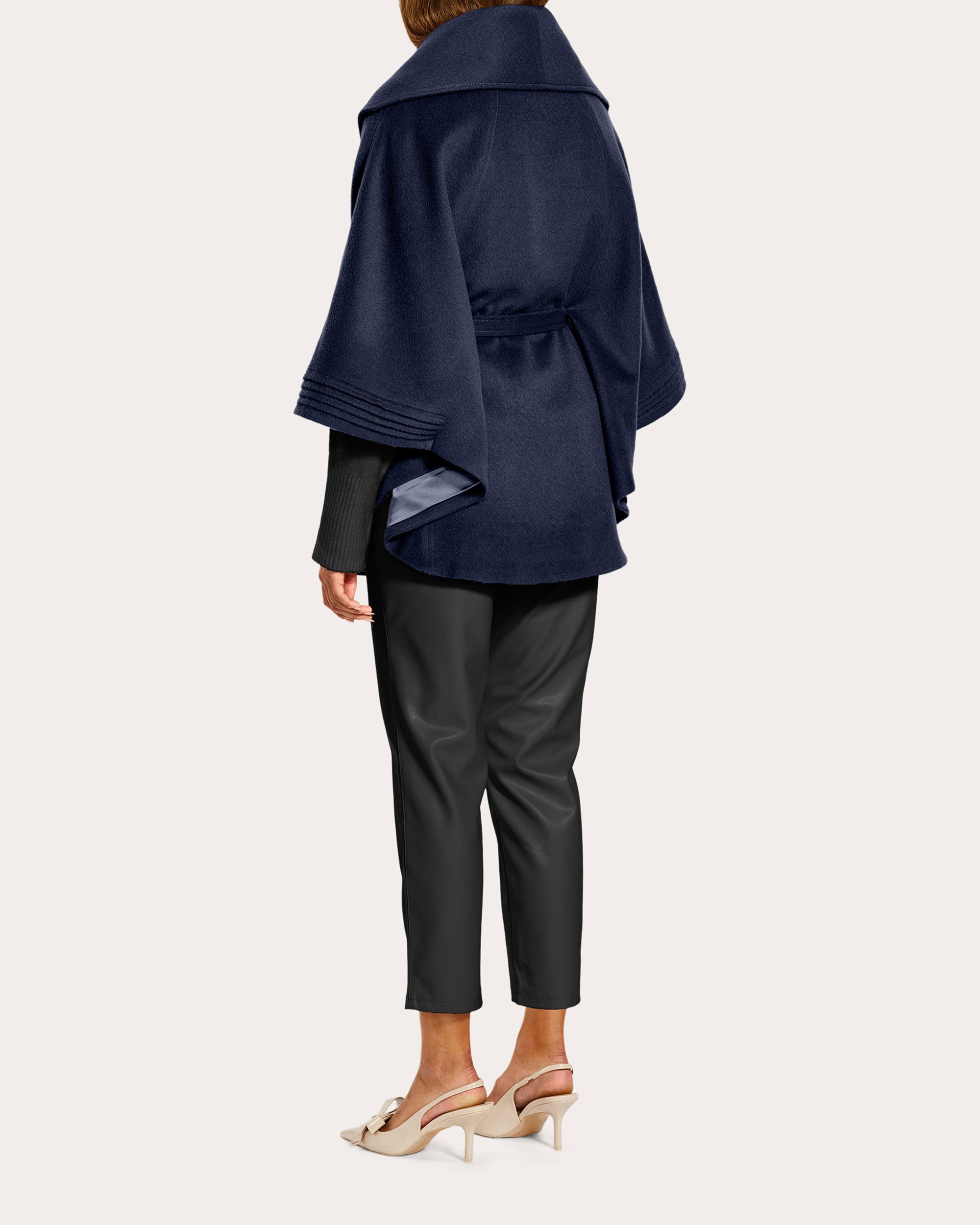 Baby Alpaca Belted Shawl Collar Cape