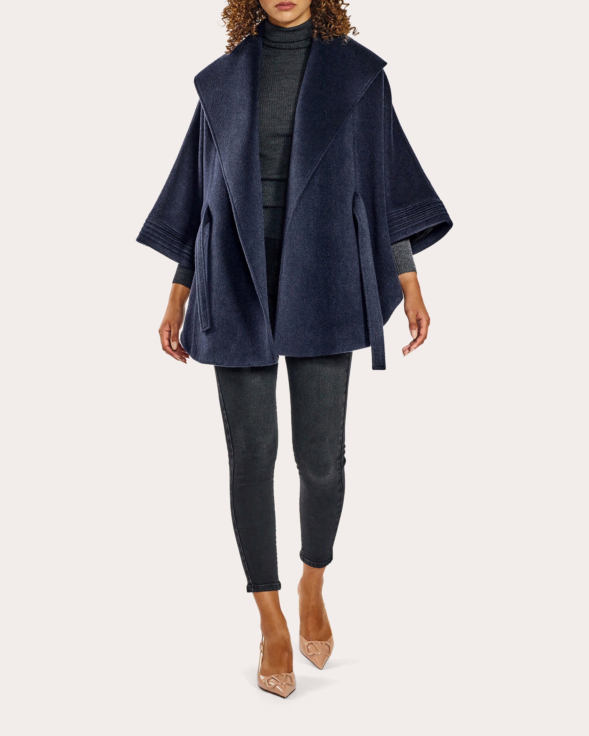 Baby Alpaca Belted Shawl Collar Cape