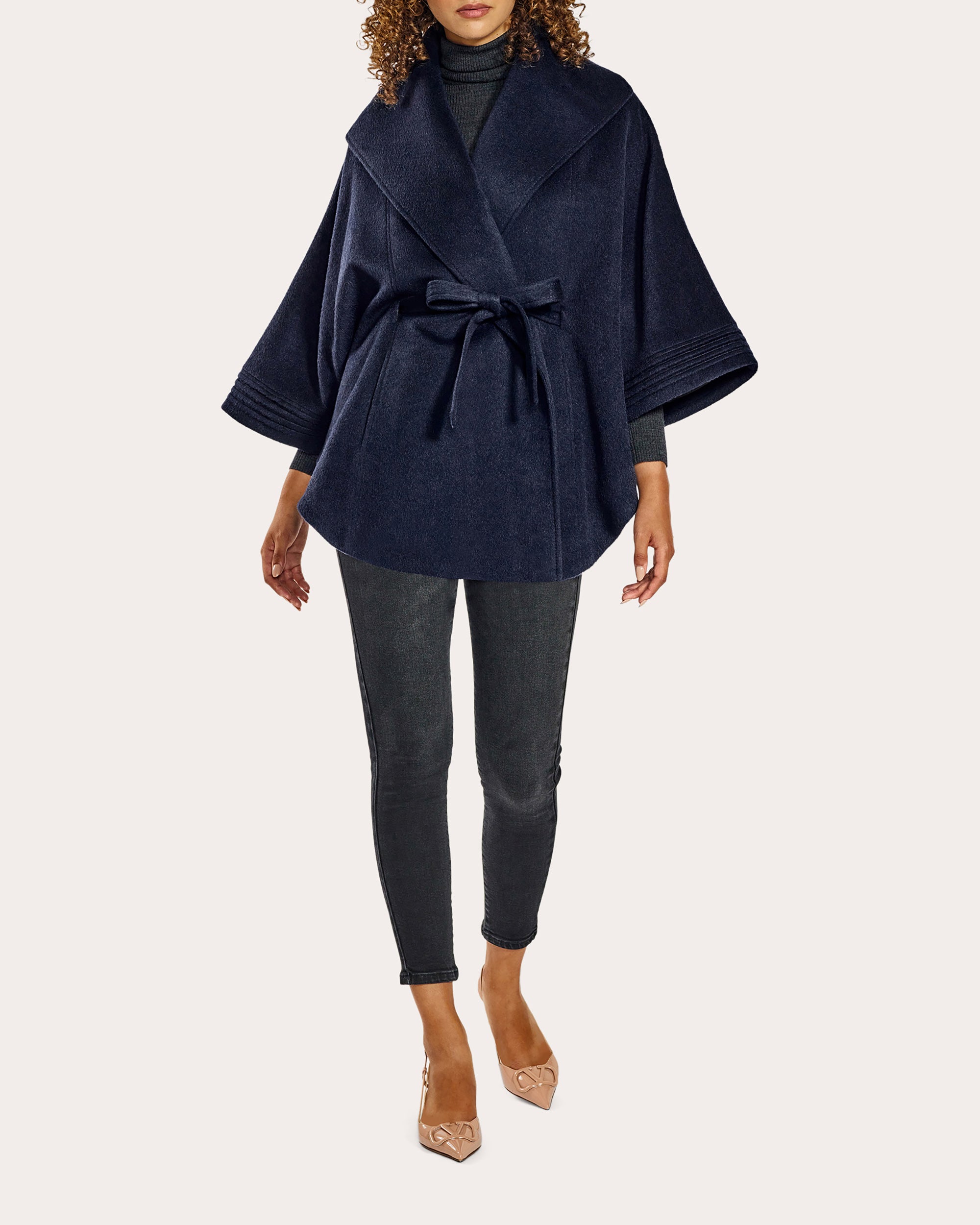 Baby Alpaca Belted Shawl Collar Cape