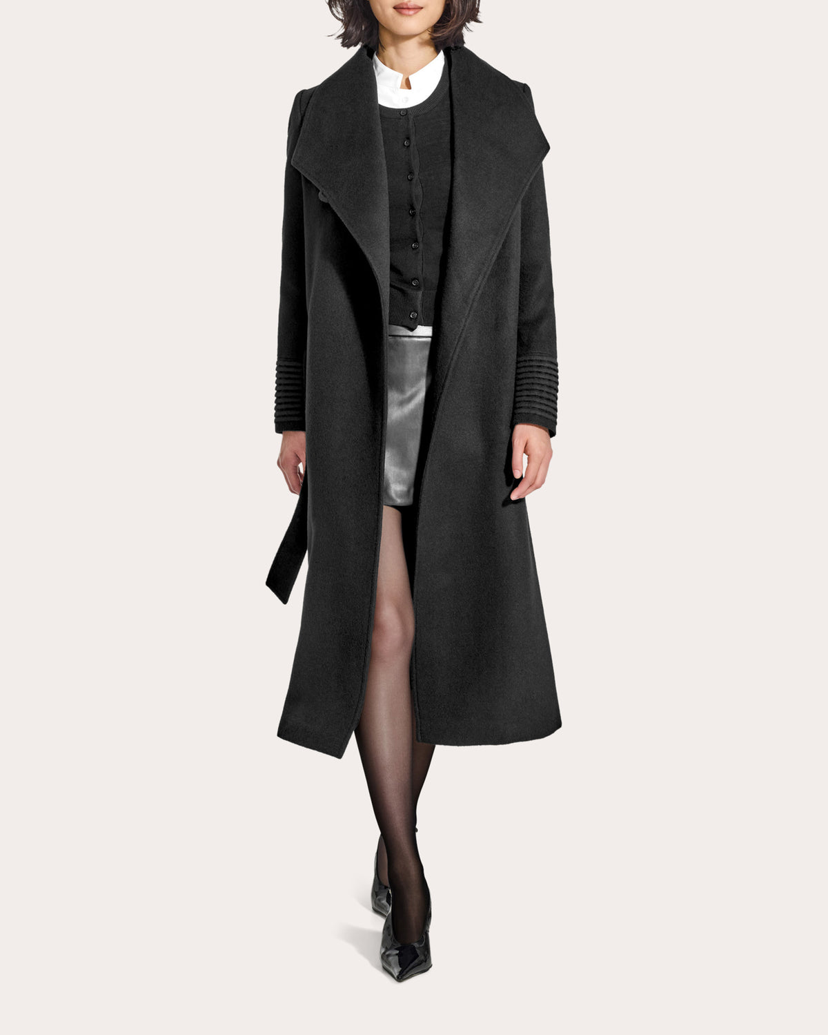 Baby Alpaca Funnel Collar Maxi Wrap Coat