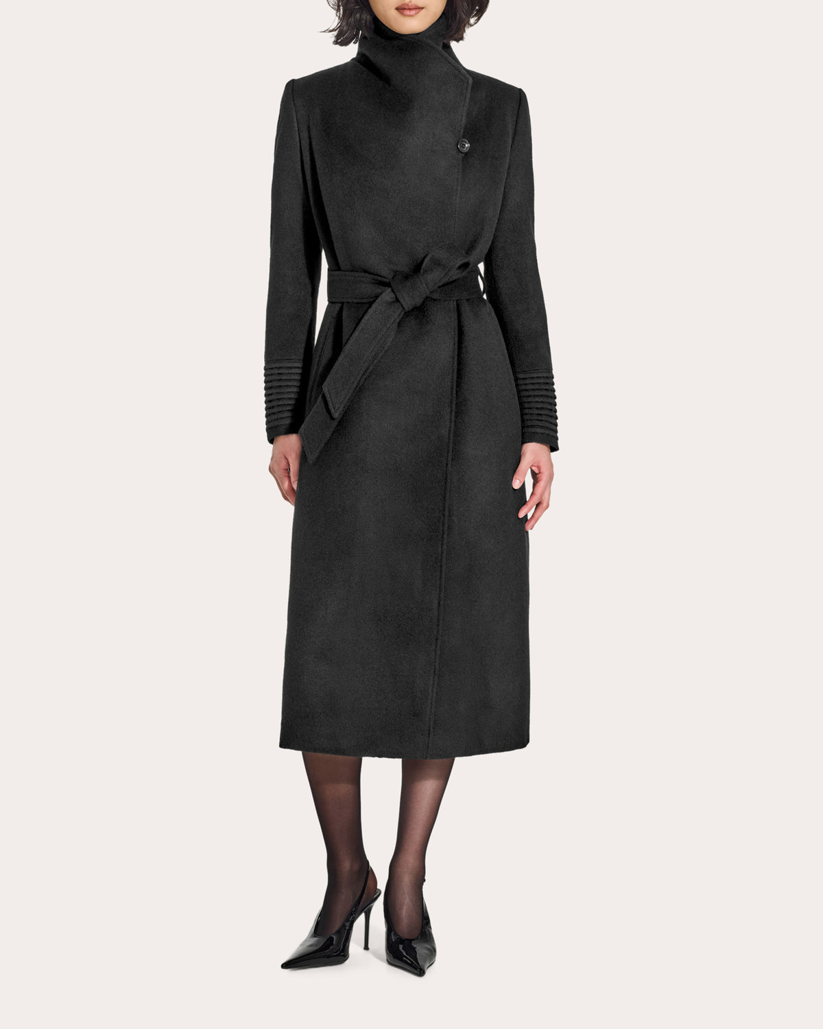 Baby Alpaca Funnel Collar Maxi Wrap Coat