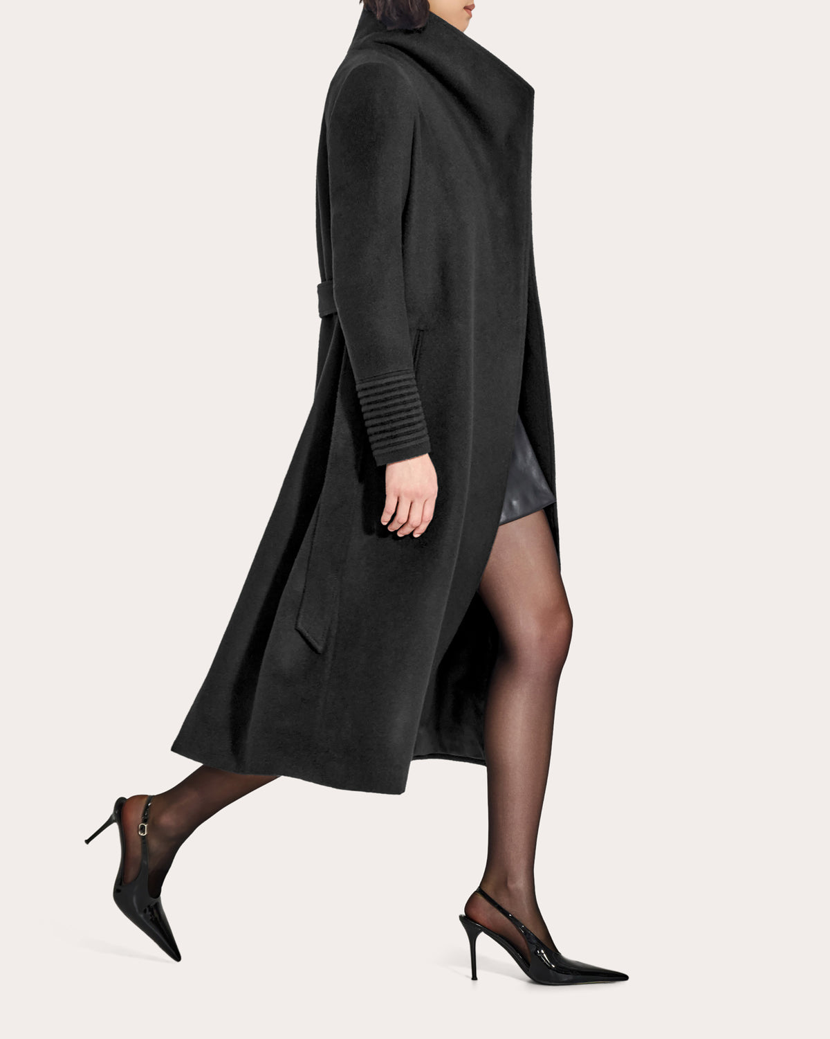 Baby Alpaca Funnel Collar Maxi Wrap Coat