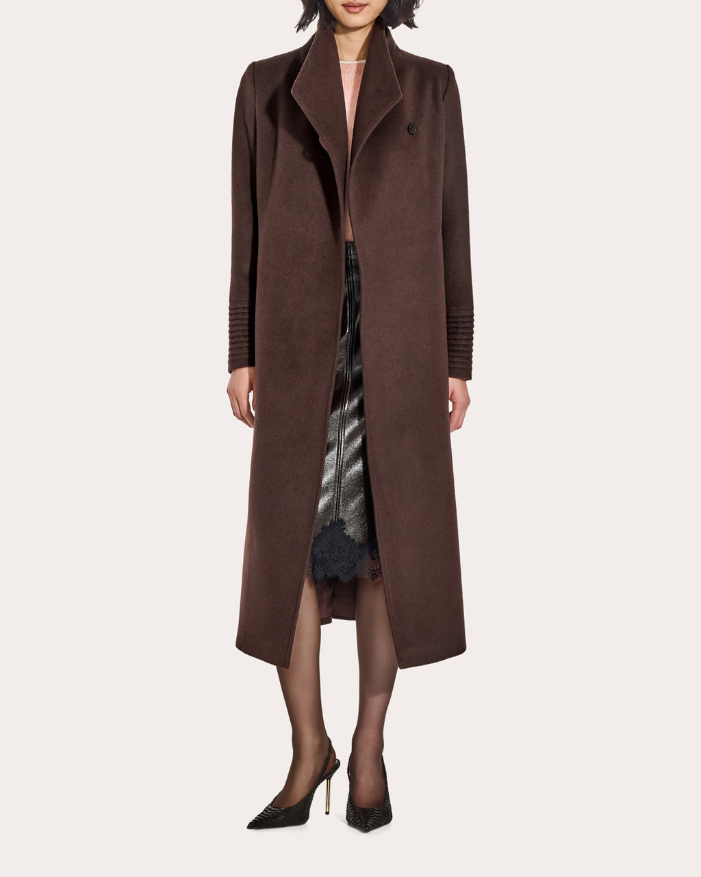 Baby Alpaca Funnel Collar Maxi Wrap Coat
