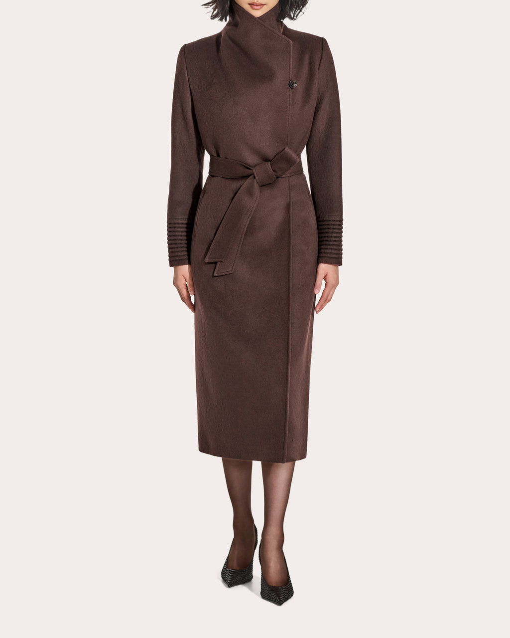 Baby Alpaca Funnel Collar Maxi Wrap Coat