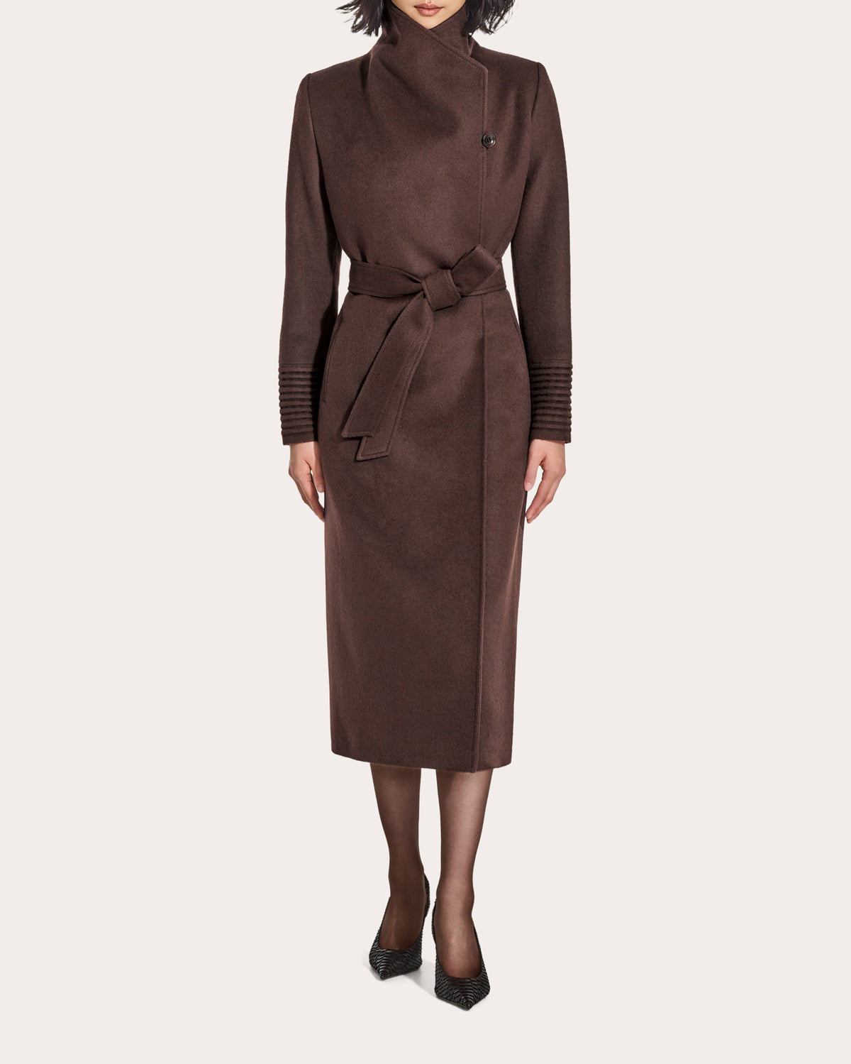Baby Alpaca Funnel Collar Maxi Wrap Coat