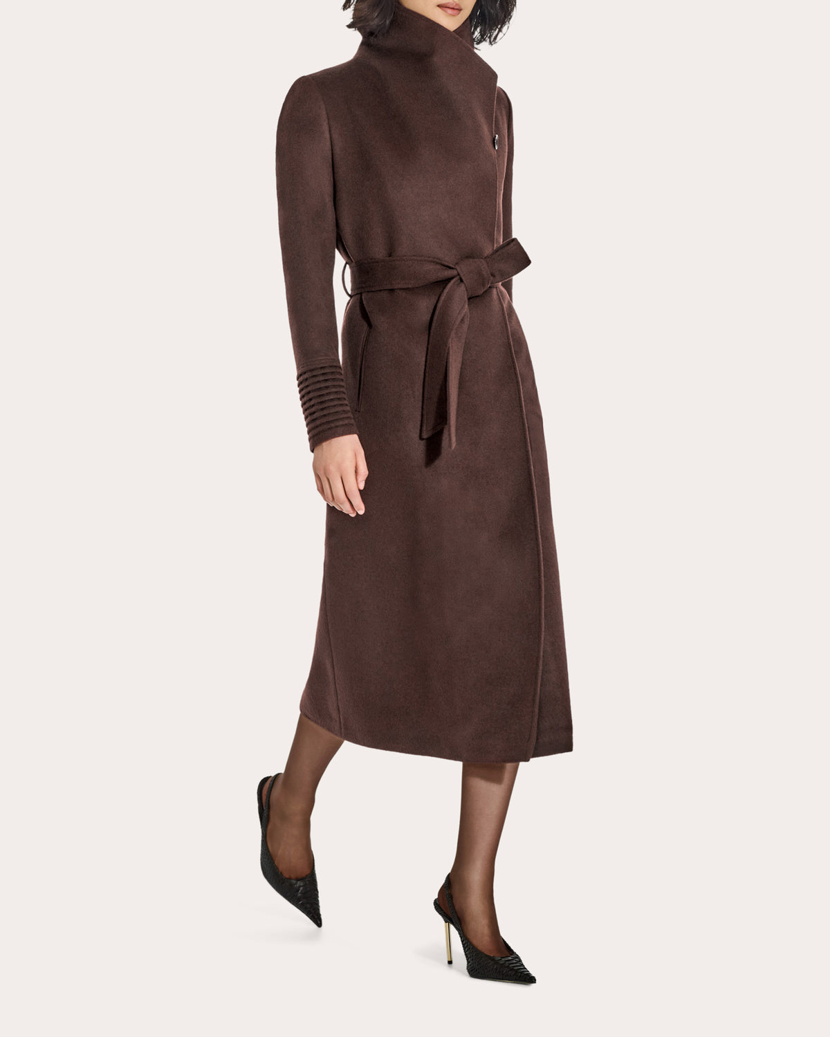 Baby Alpaca Funnel Collar Maxi Wrap Coat