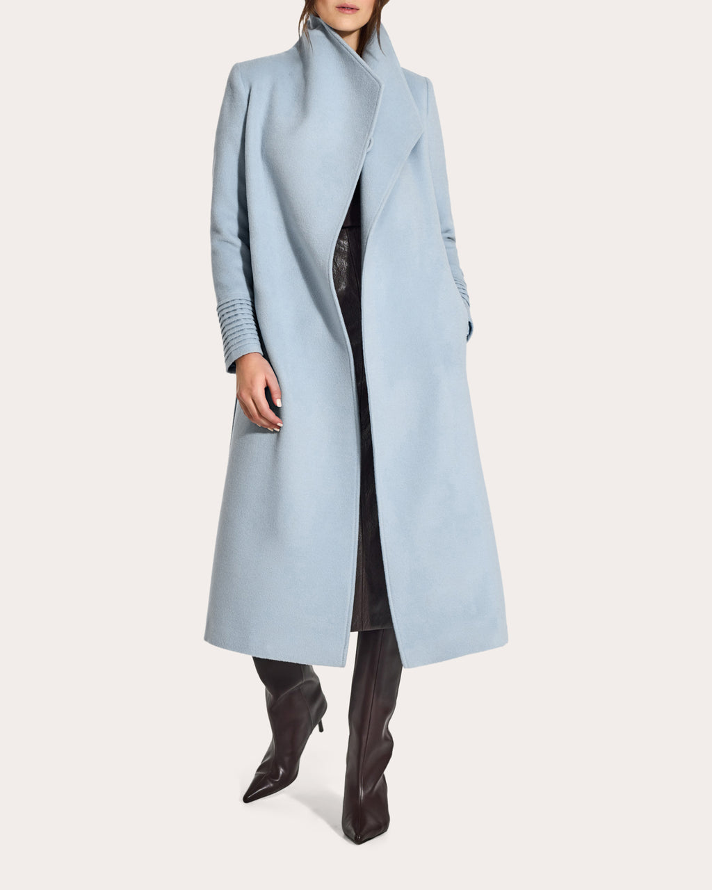 Baby Alpaca Funnel Collar Maxi Wrap Coat