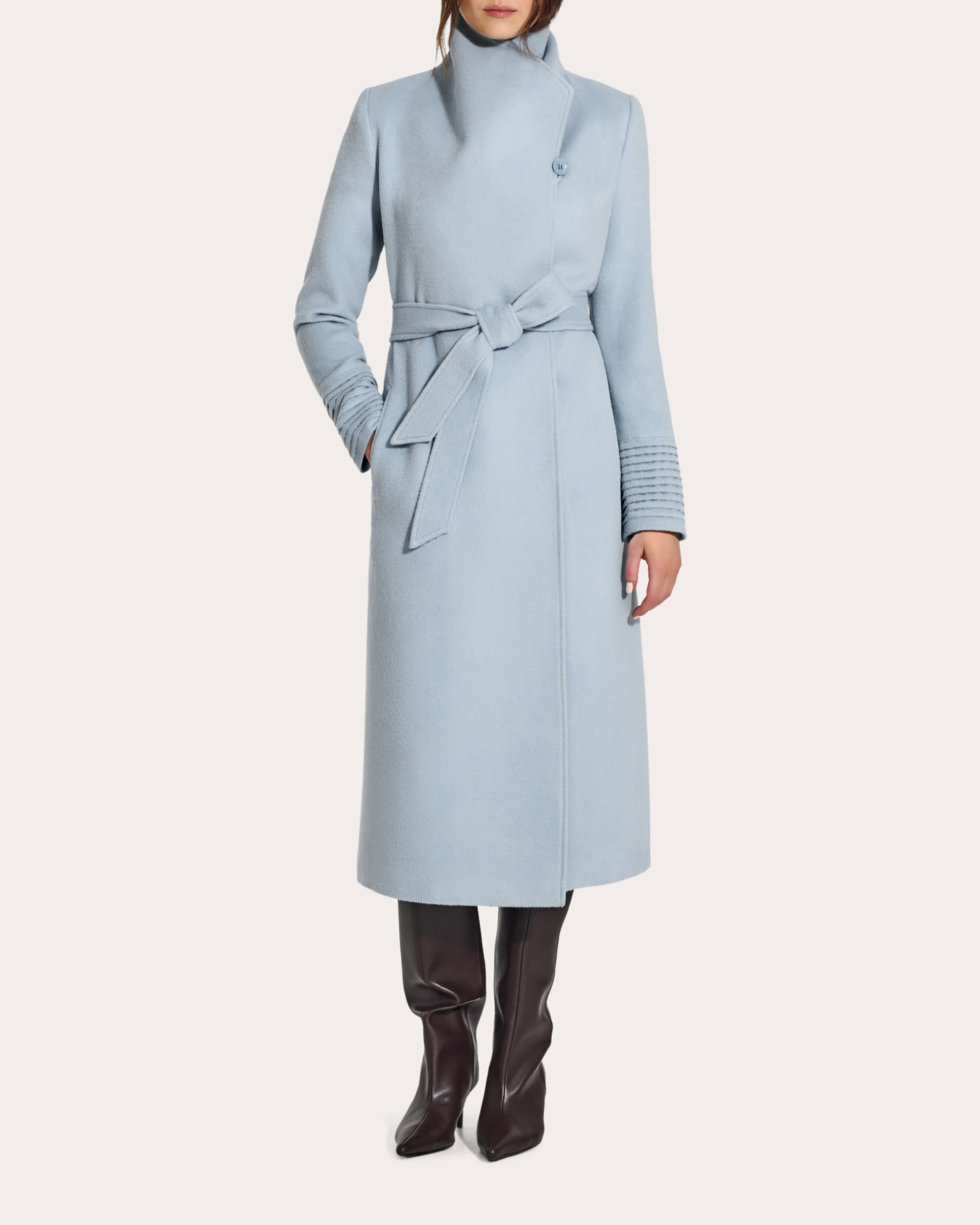 Baby Alpaca Funnel Collar Maxi Wrap Coat