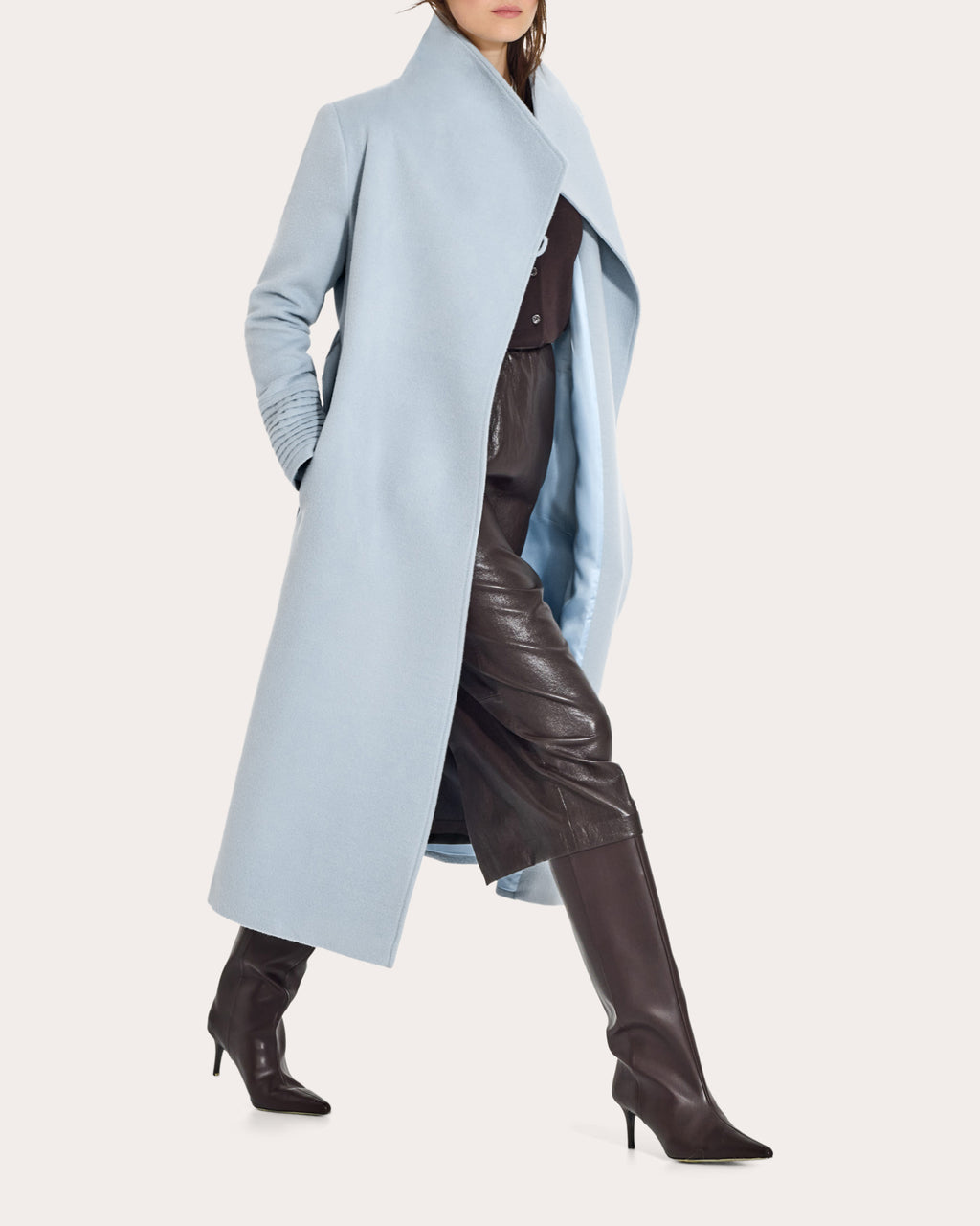 Baby Alpaca Funnel Collar Maxi Wrap Coat